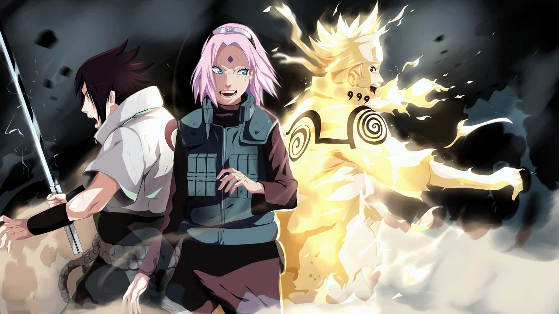 Naruto, anime characters, dynamic battle poses, Full HD Desktop Wallpaper