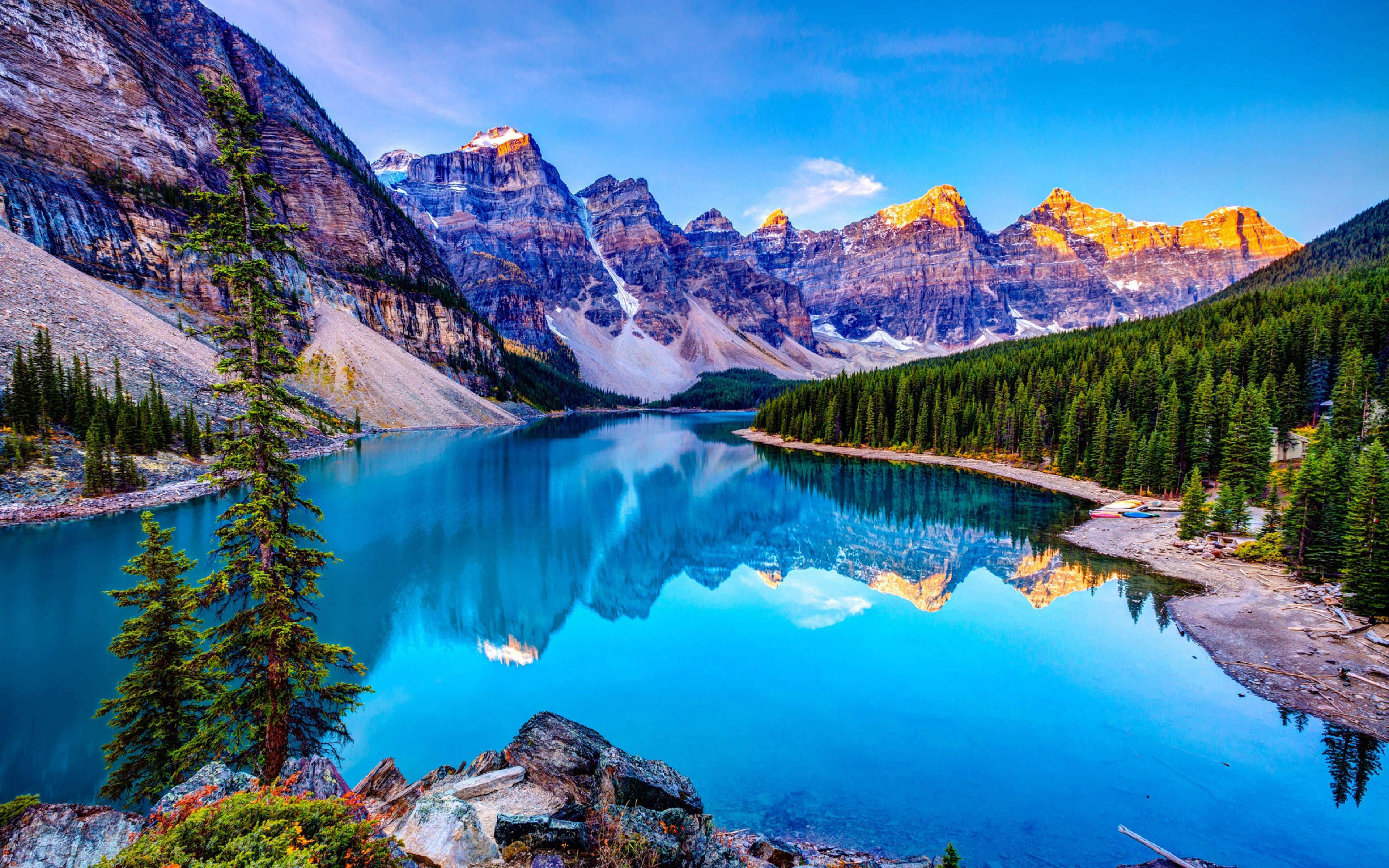Cool Nature, blue waters lake, alpine lake, 4K Desktop Wallpaper