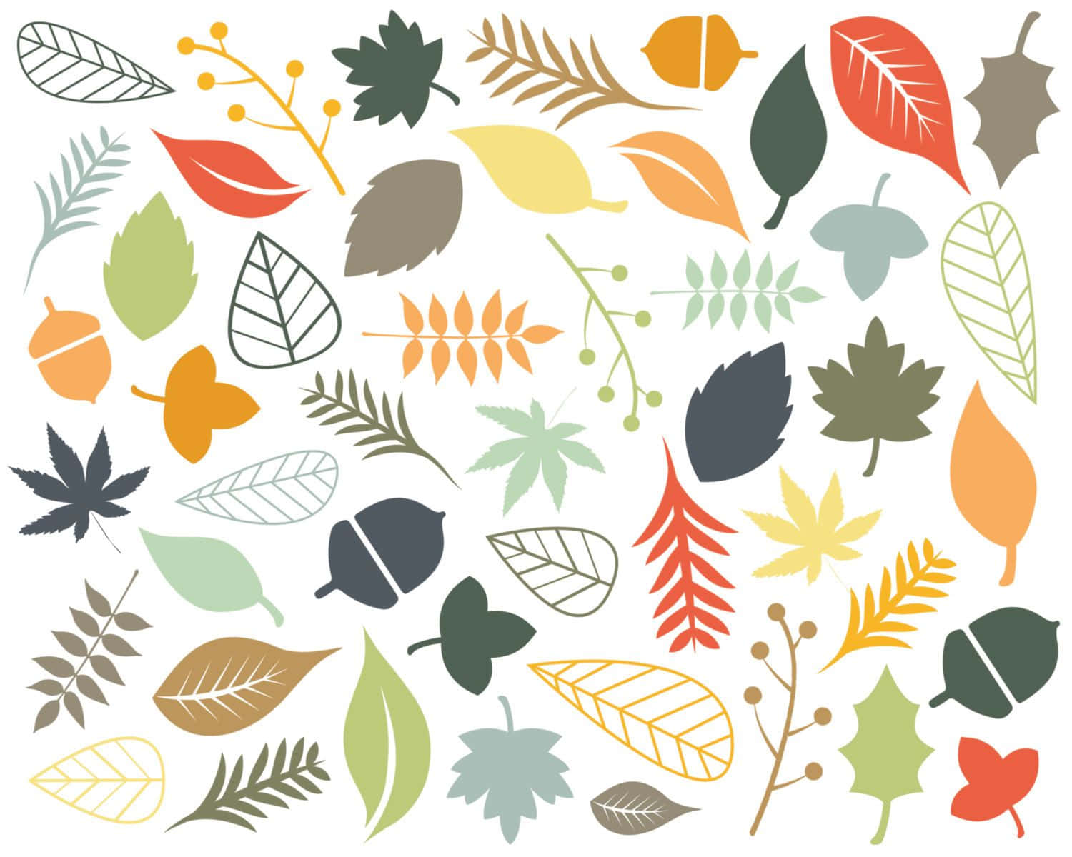 autumn leaves, acorns, warm hues, HD Desktop Wallpaper
