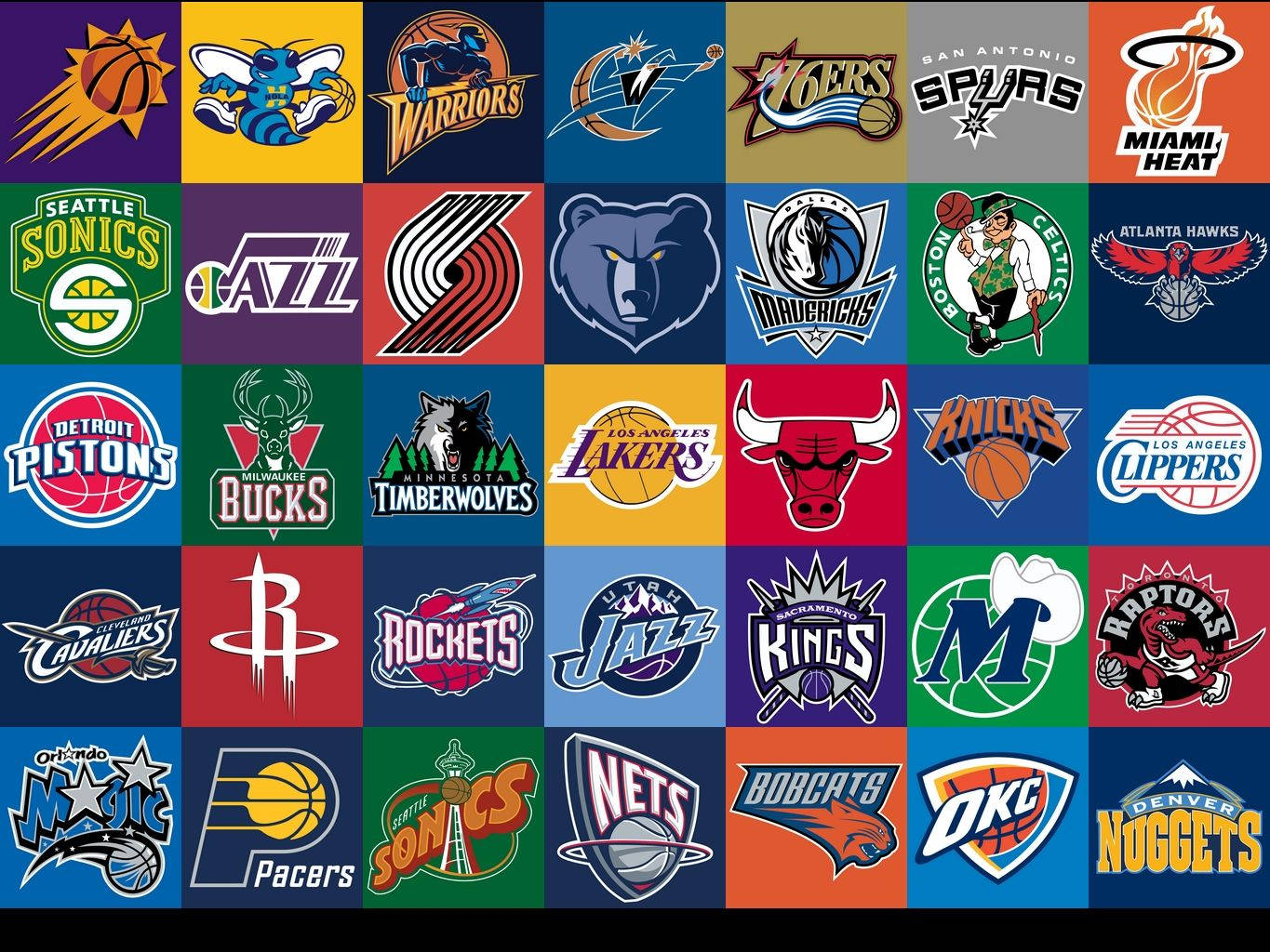 NBA, NBA team logos, bold colors, HD Desktop Wallpaper