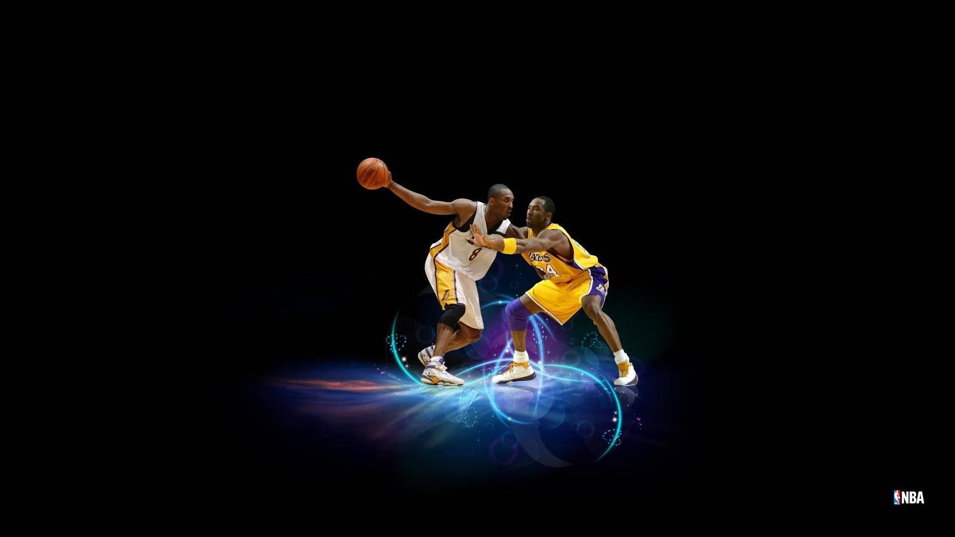 Cool NBA, glowing blue energy trails, black background, Full HD Desktop Wallpaper