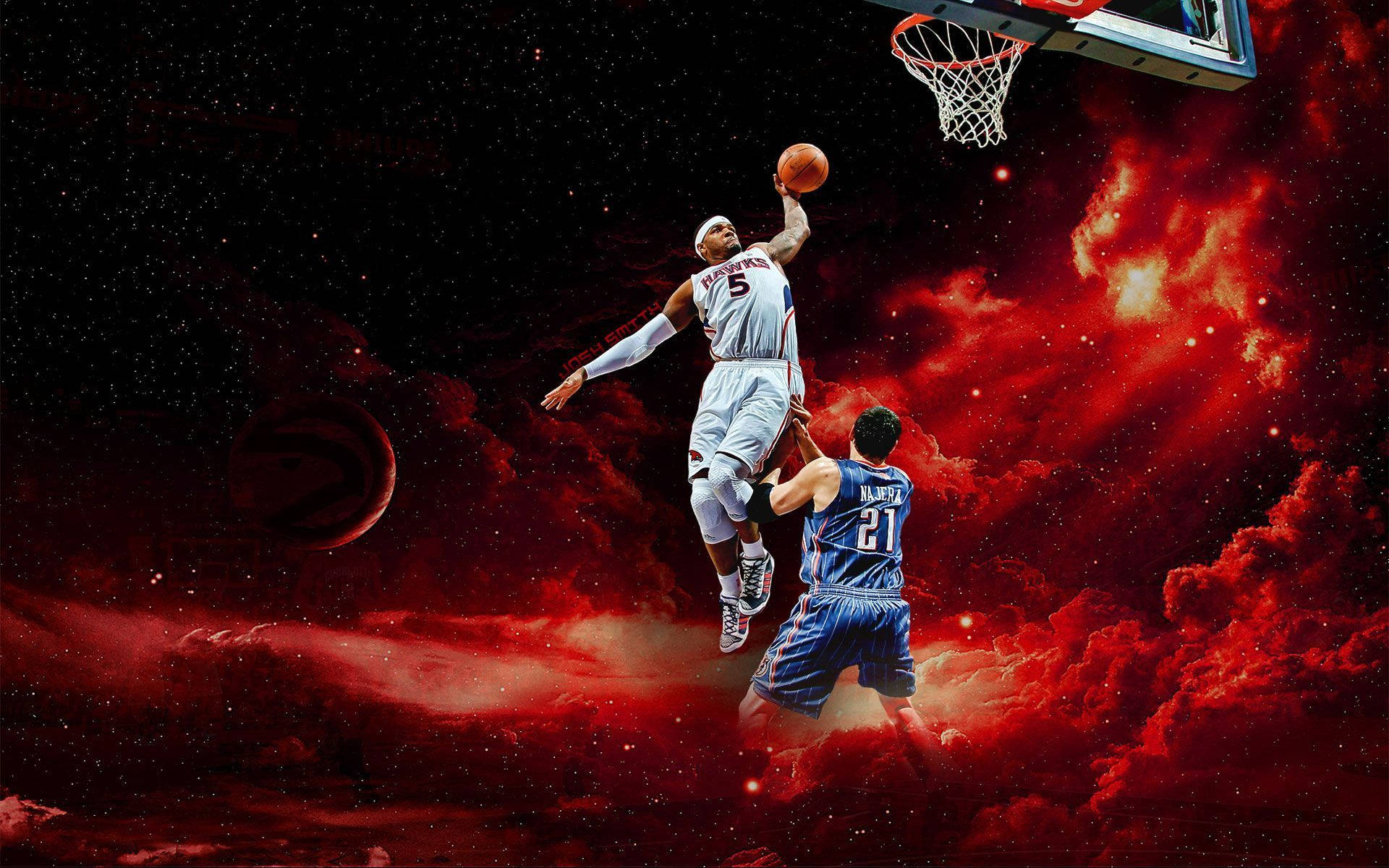 Cool NBA, basketball player, dunks the ball, Full HD Desktop Wallpaper