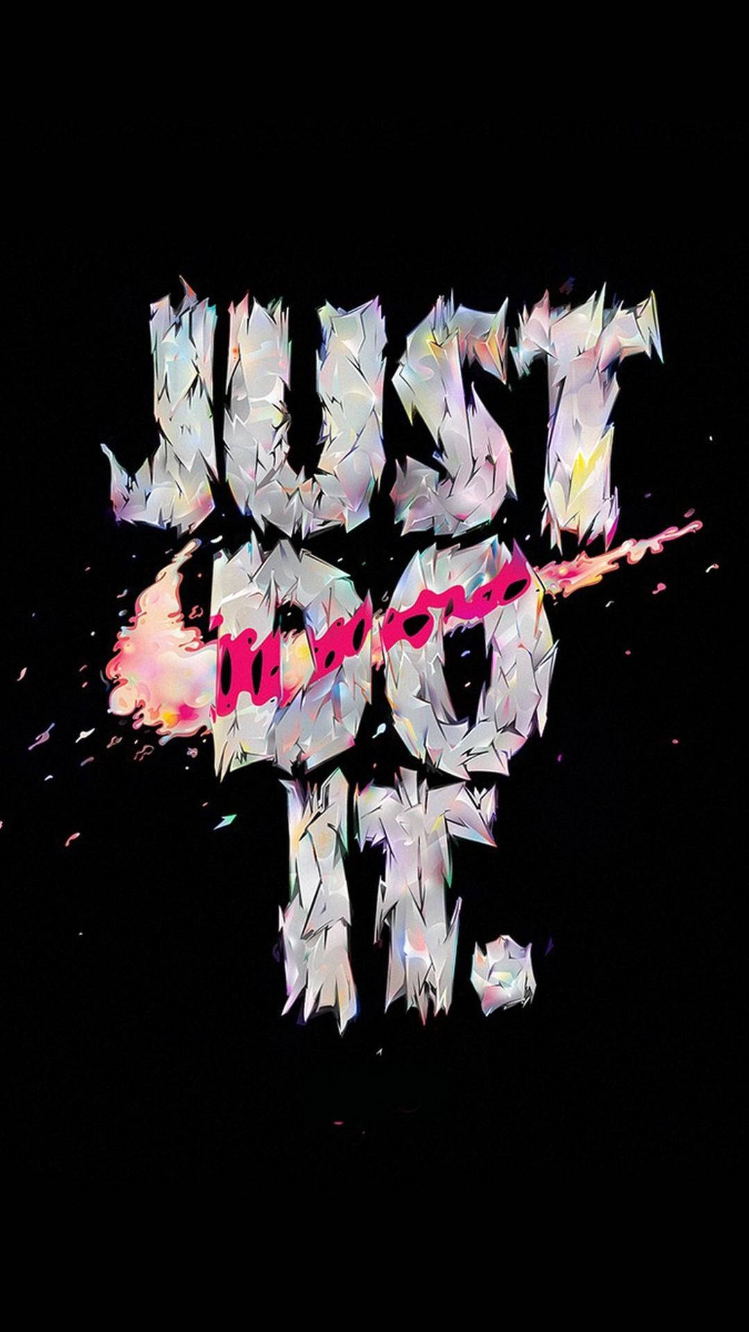 JUST DO IT, shattered glass style, pink flame accents, Full HD Phone Wallpaper
