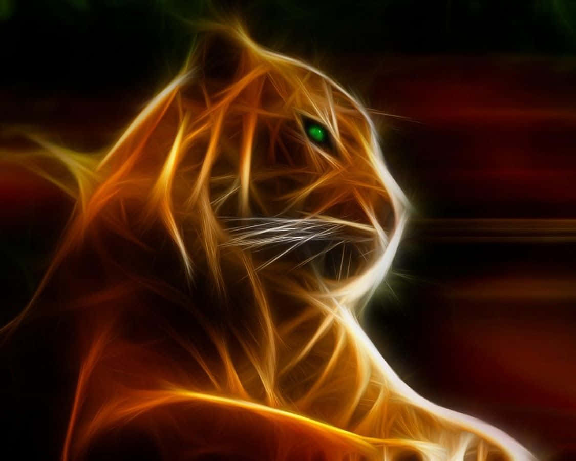 Neon Animals, ferocious cat, green eye, SD Desktop Wallpaper