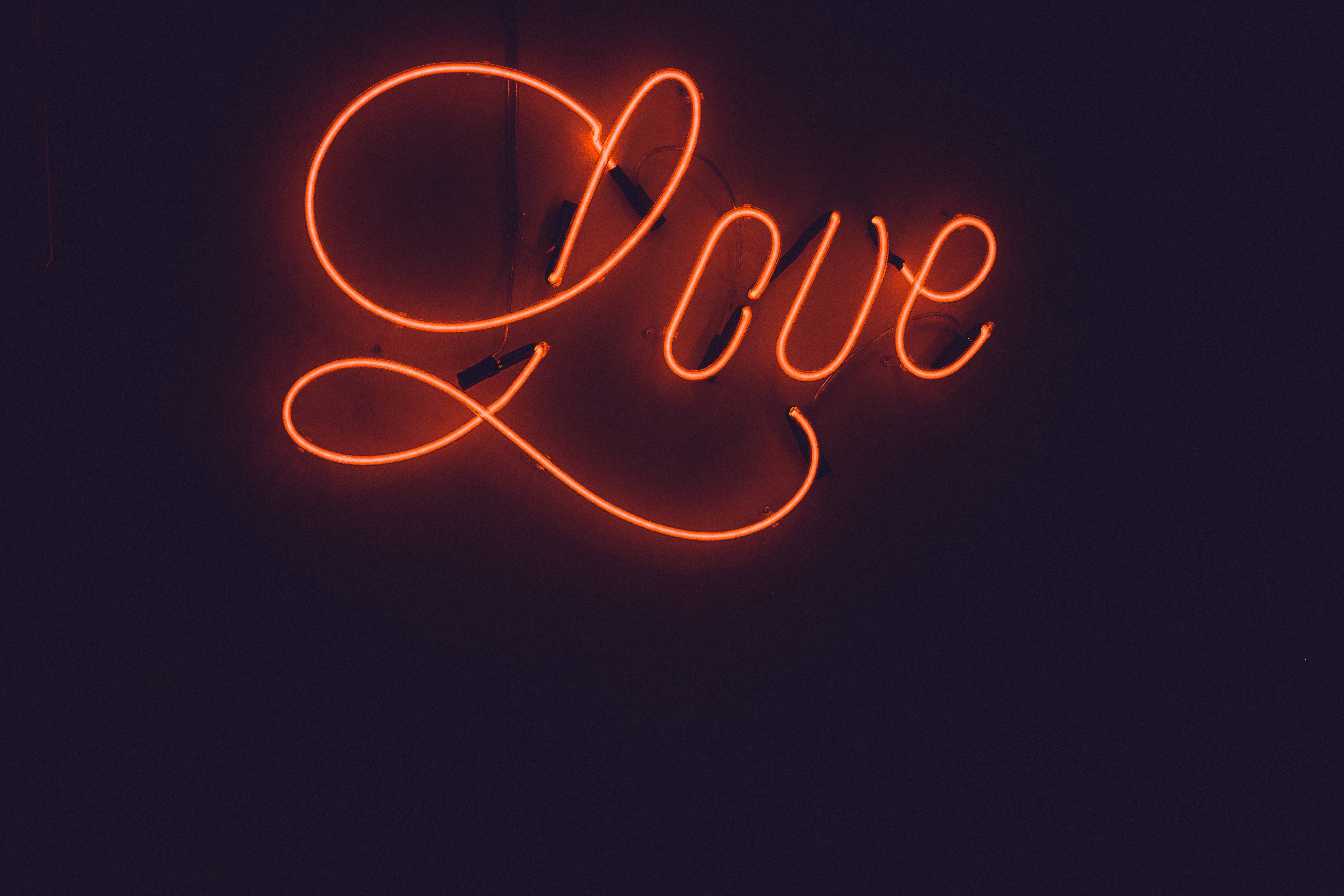 Cool Neon, orange, Love, 5K Desktop Wallpaper