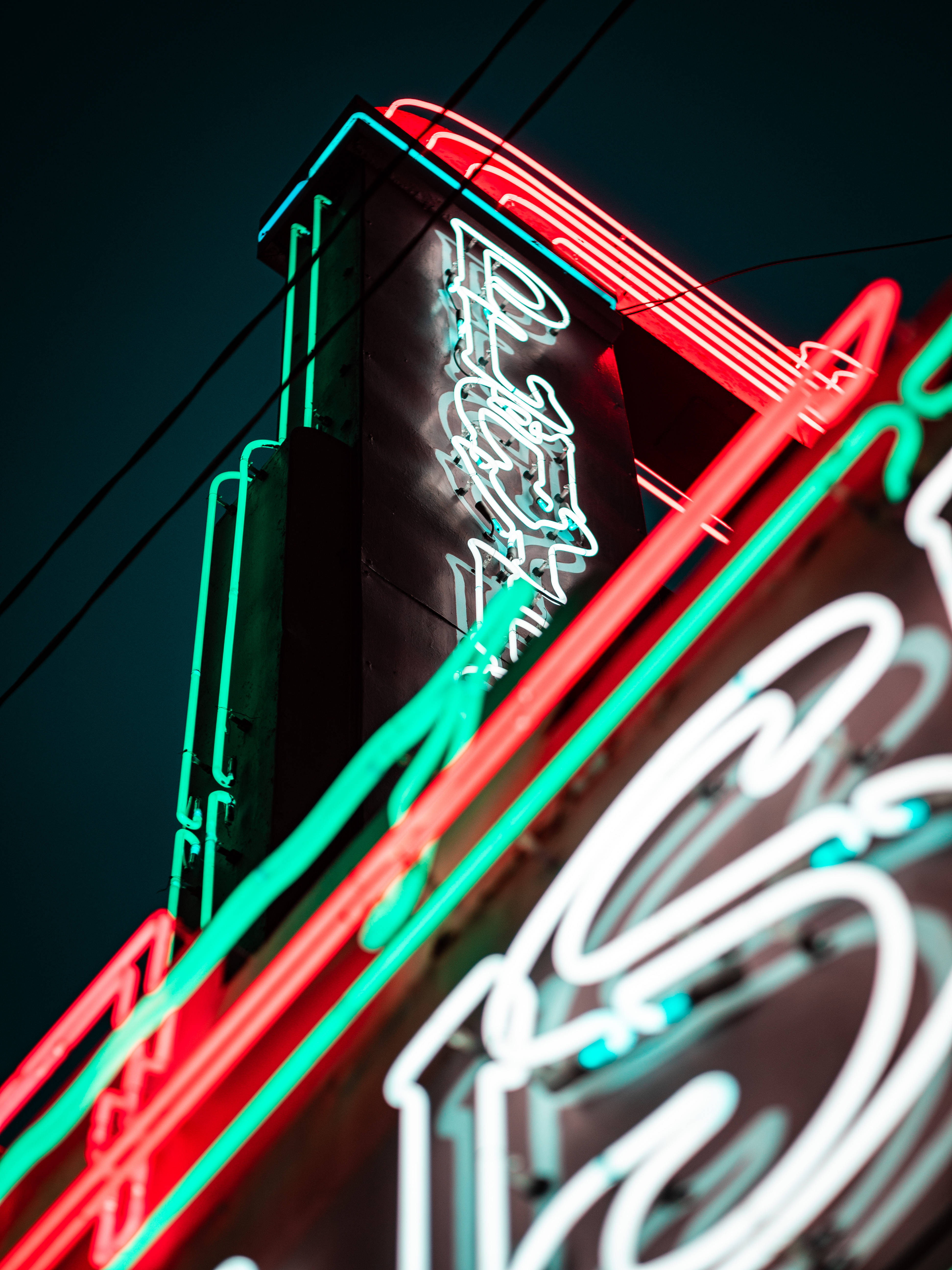 neon signs, red, green, 5K Phone Wallpaper