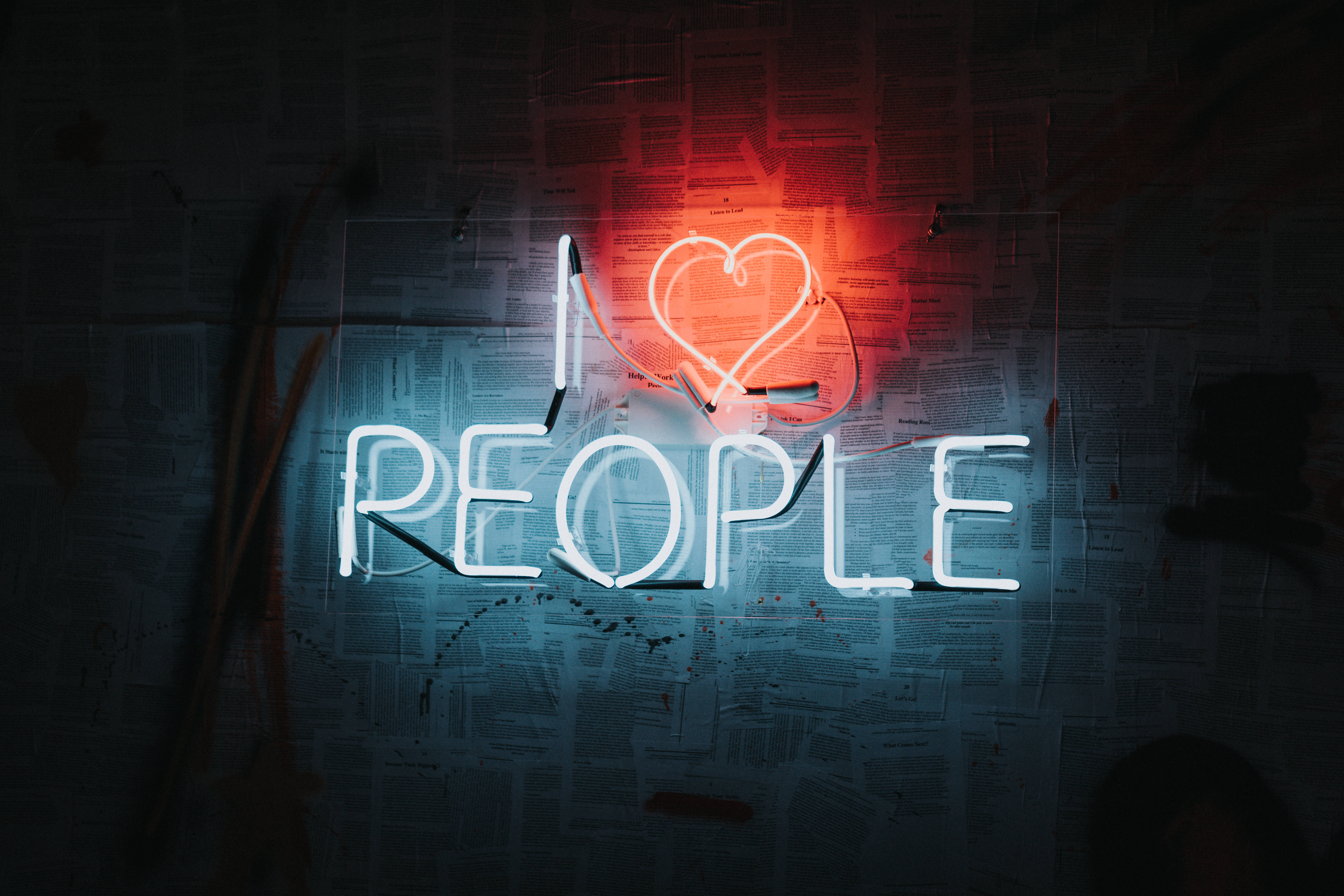 I ❤ PEOPLE, white, red, 8K Desktop Wallpaper