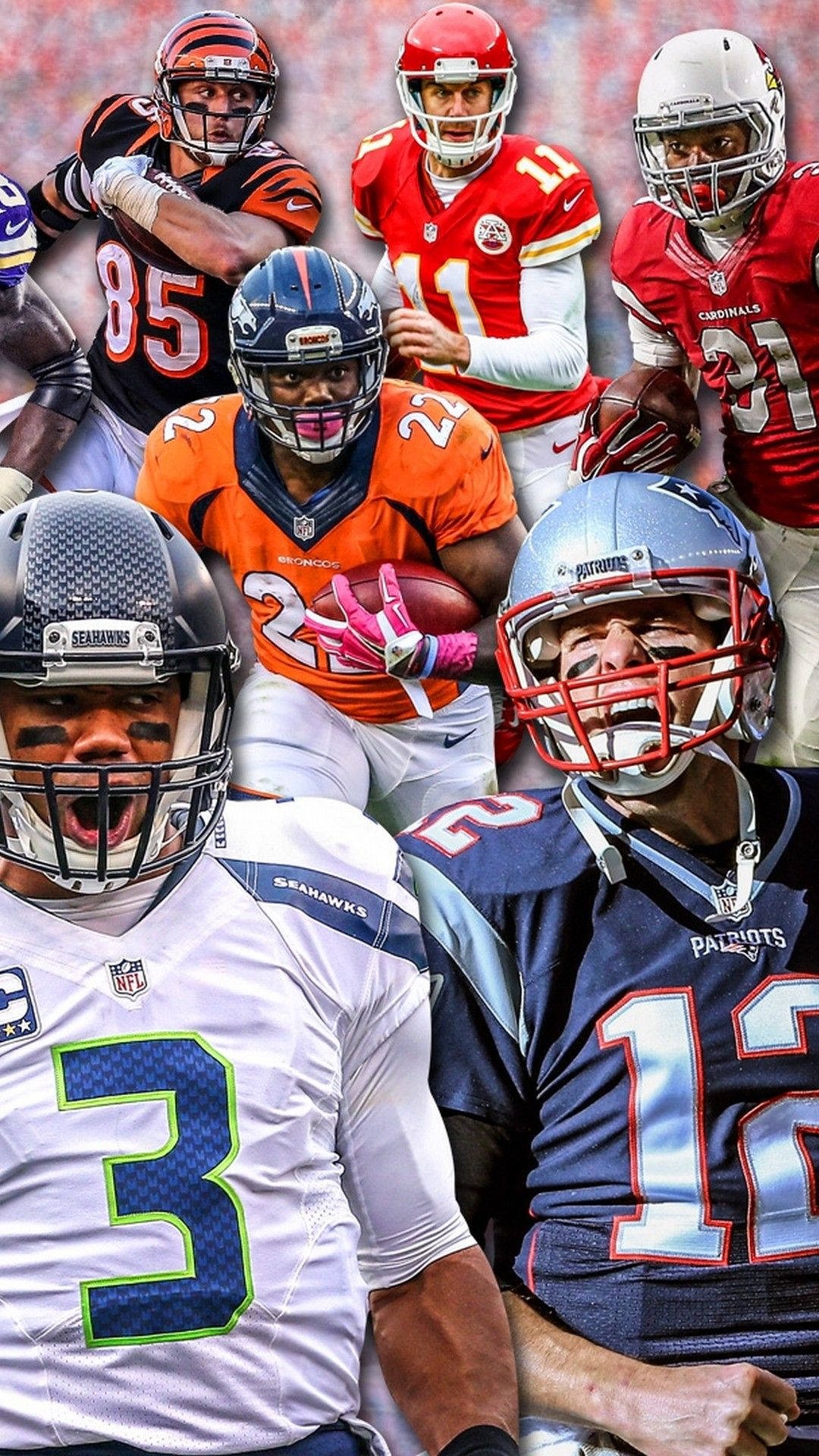 NFL, quarterbacks, team jerseys, Full HD Phone Wallpaper