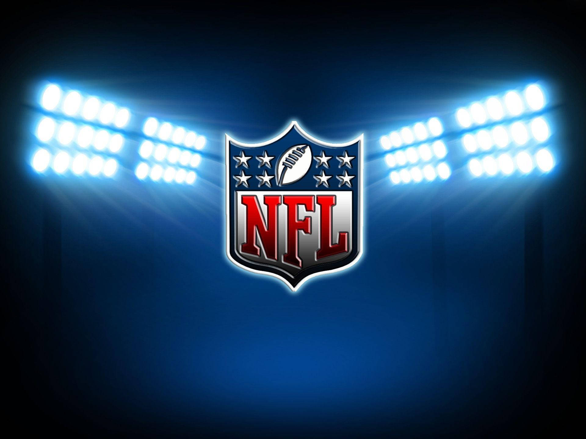 NFL logo, stadium lights, deep blue night sky, Full HD Desktop Wallpaper