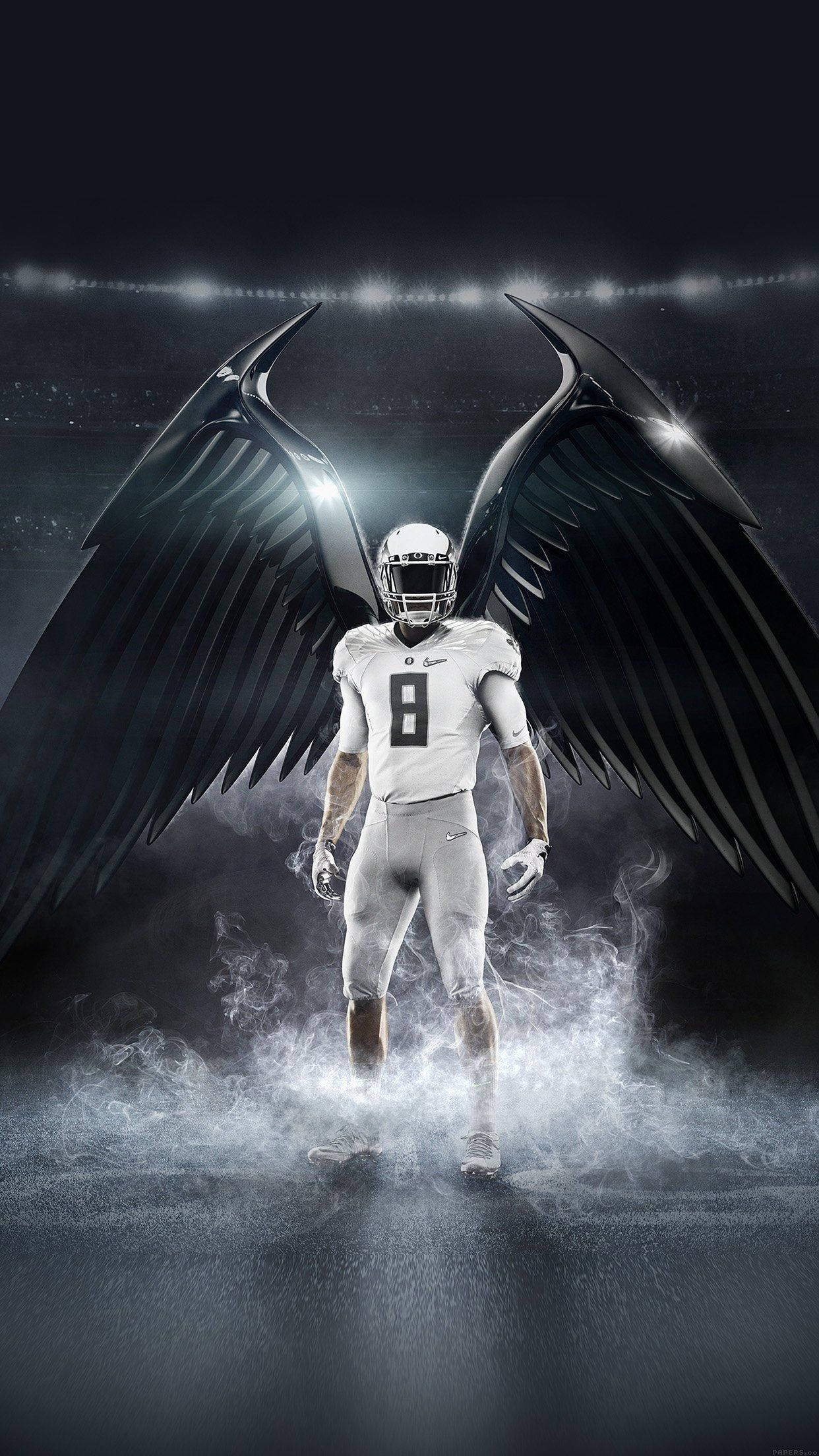 Cool NFL, black wings, white uniform, Full HD Phone Wallpaper