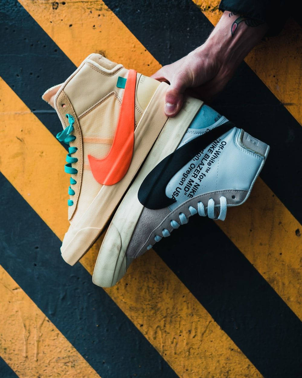 Nike, high-top sneakers, orange and teal accents, SD Phone Wallpaper