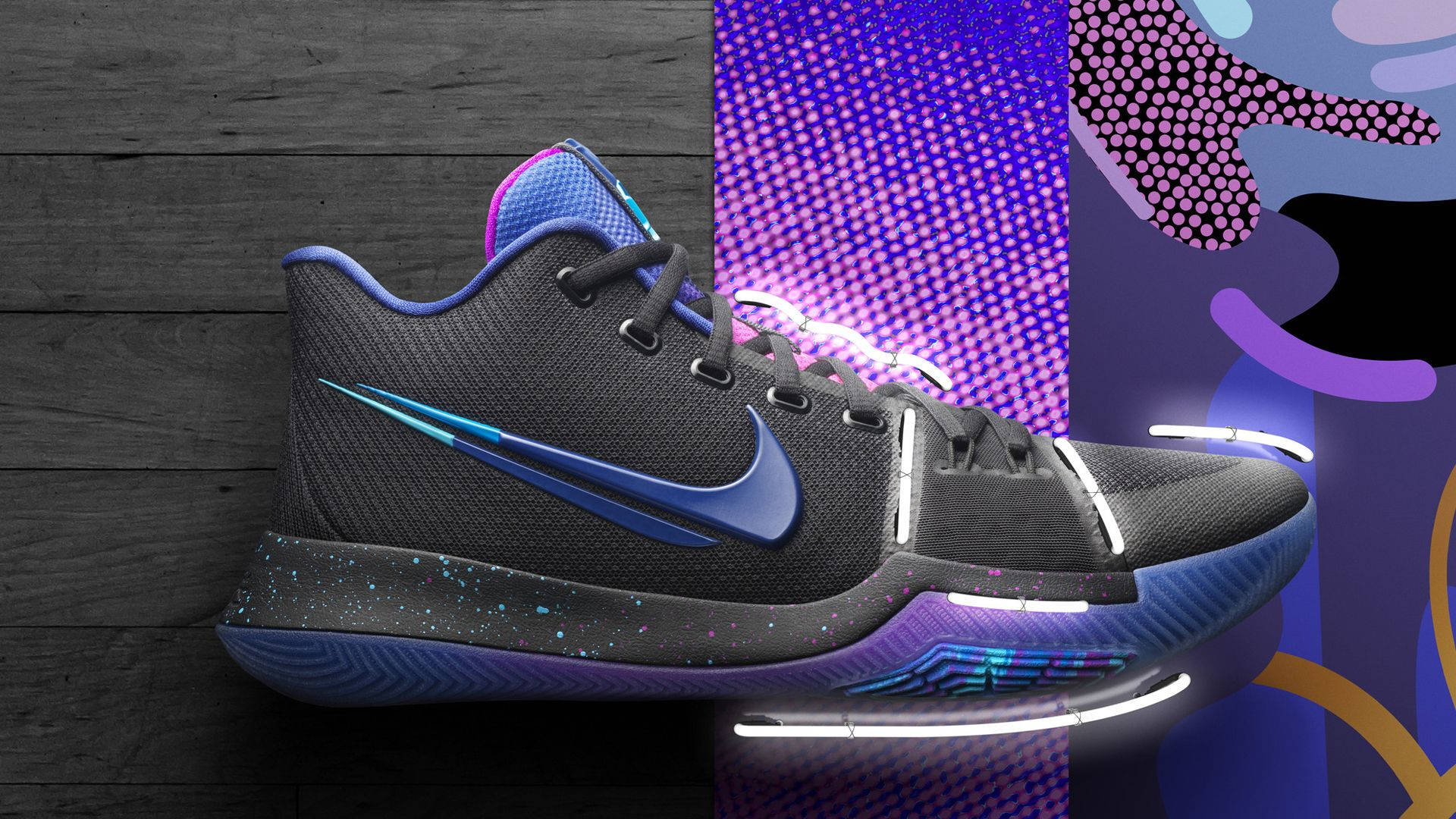 Nike Shoe, sleek black basketball shoe, glowing blue accents, Full HD Desktop Wallpaper