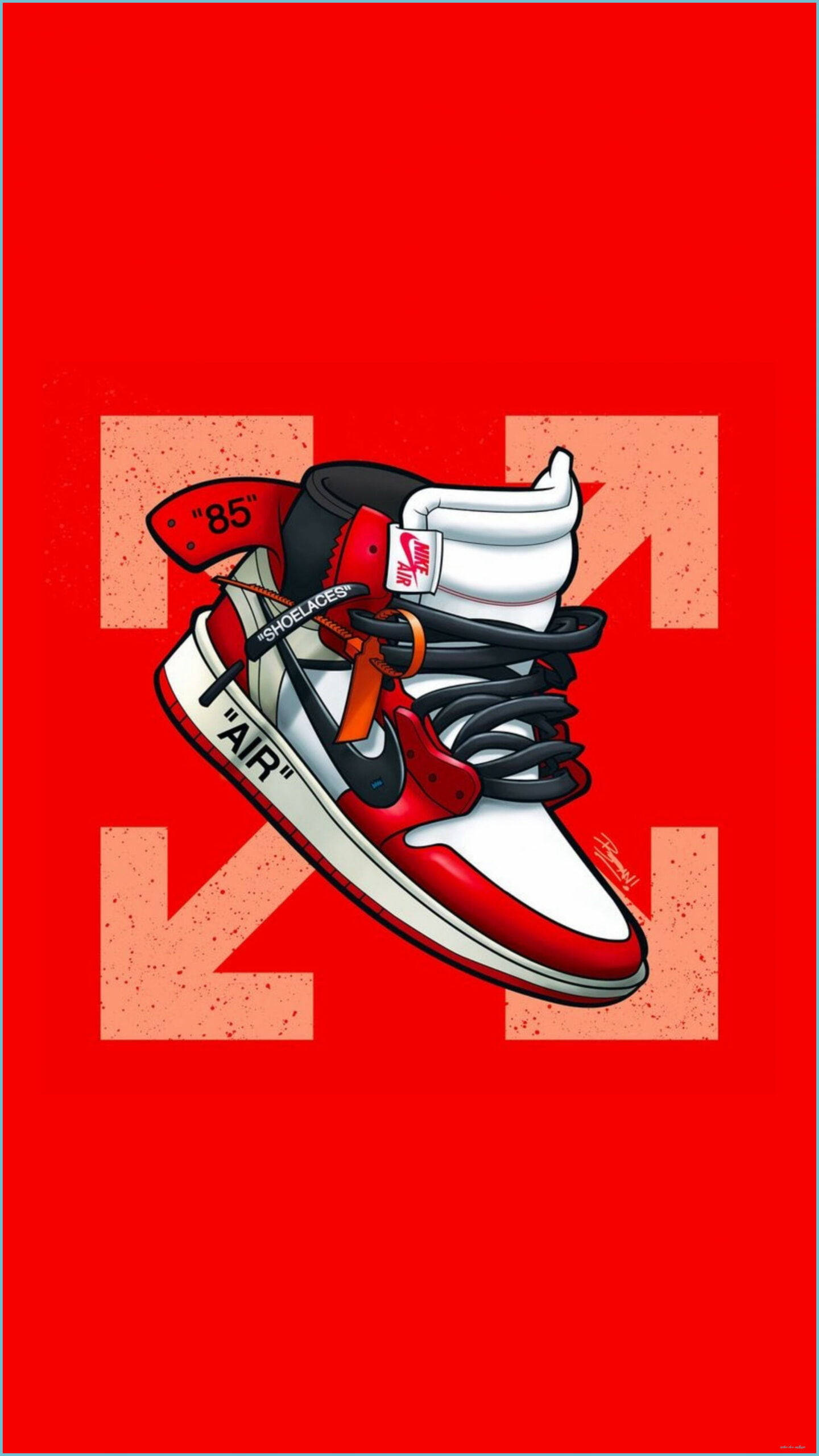 Red Nike Cartoon Shoe Art, red background, stylized sneaker, 2K Phone Wallpaper