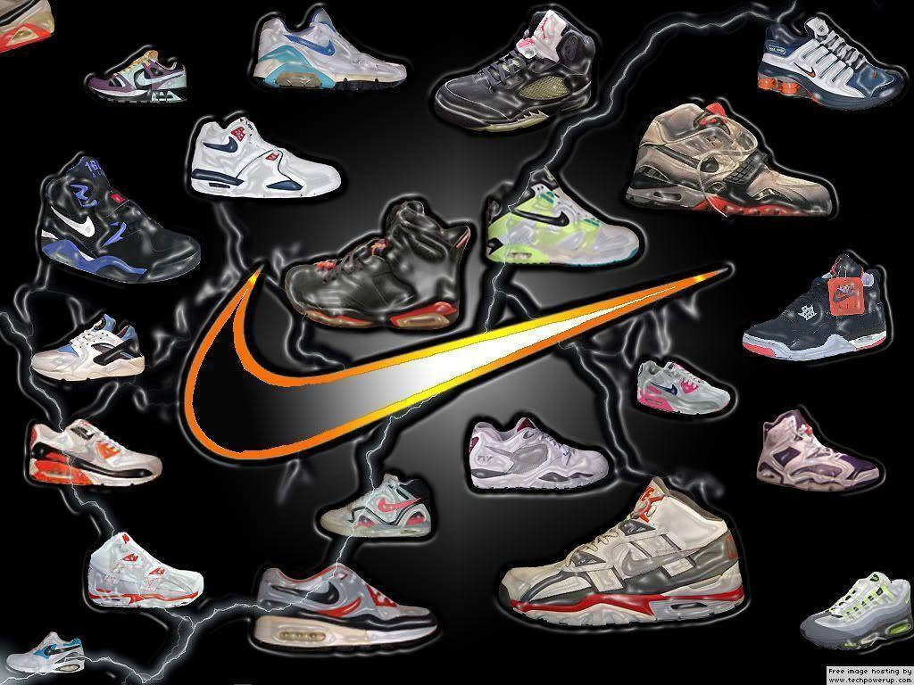 Nike, swoosh, black background, SD Desktop Wallpaper