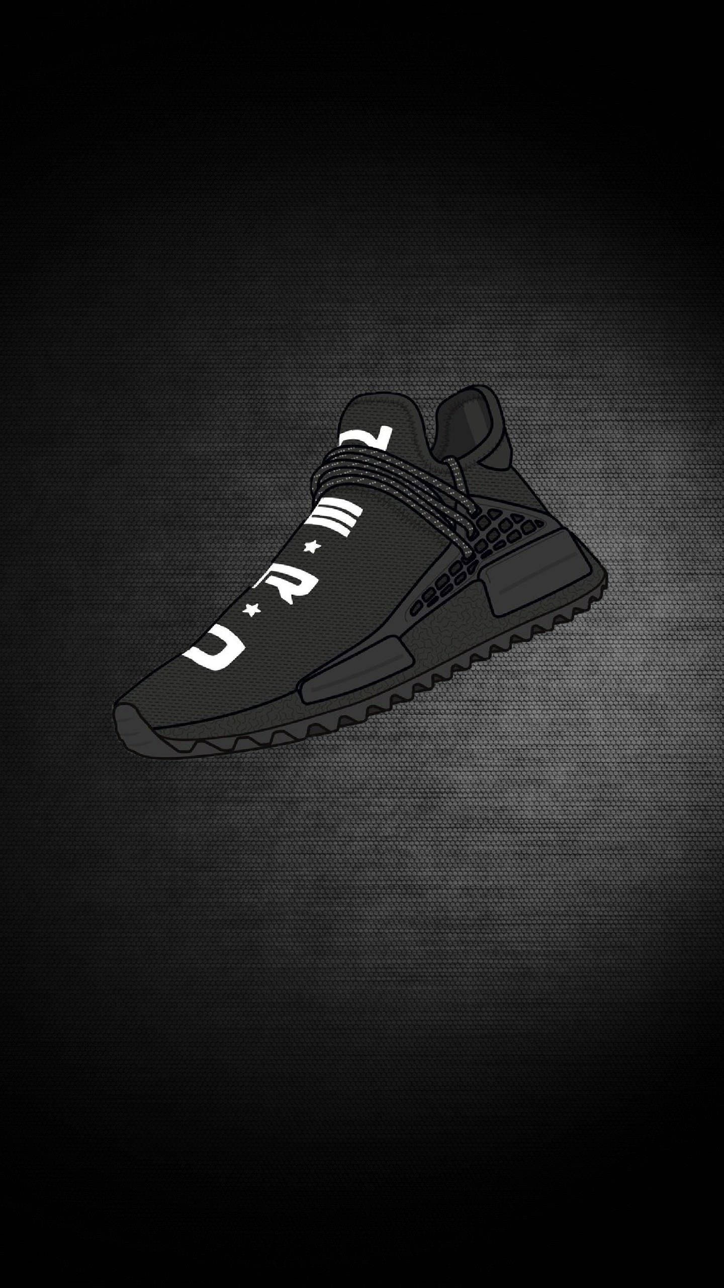 Nike, black shoe, white branding, 2K Phone Wallpaper