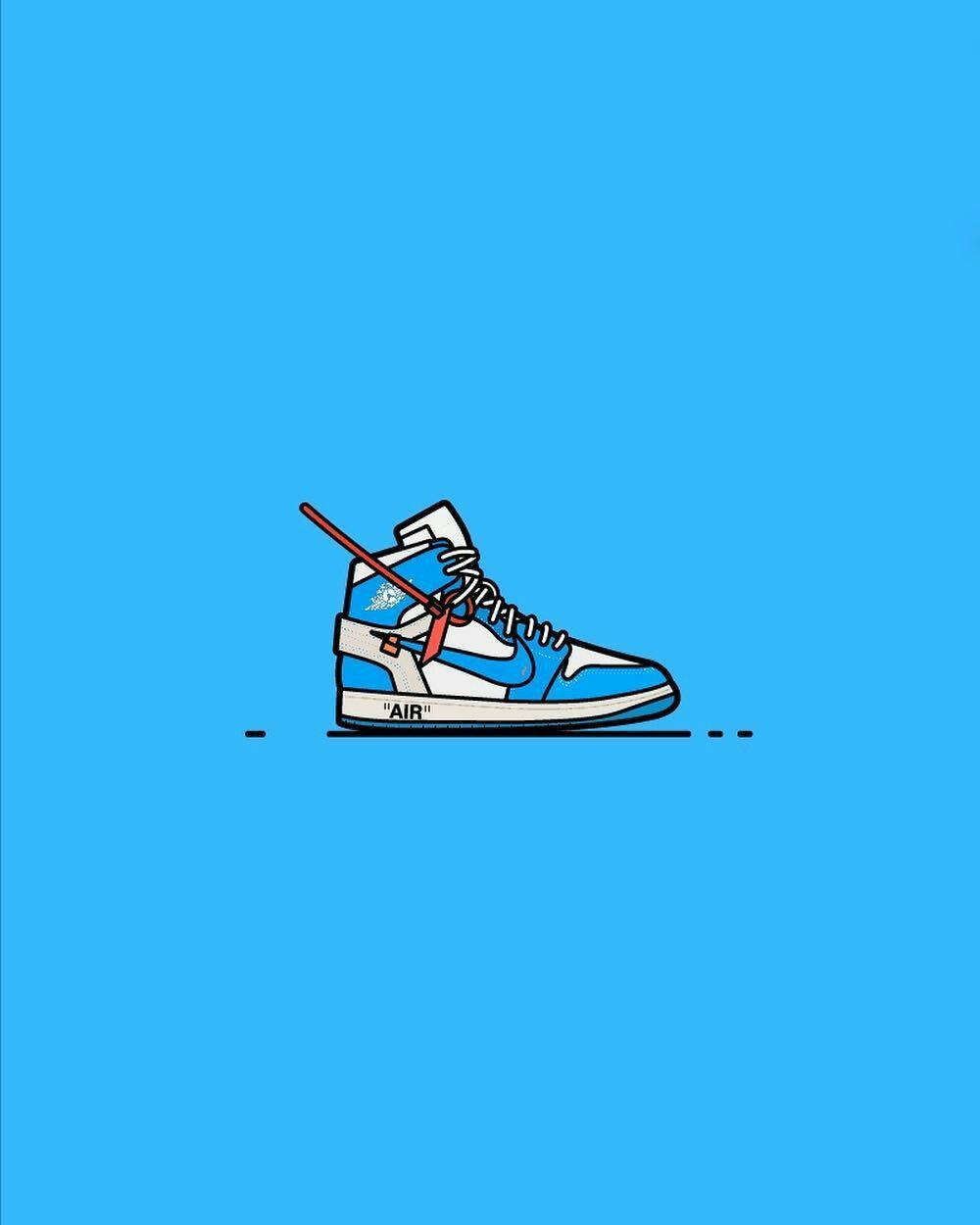 Cool Nike Shoe, blue and white sneaker, red clock hand, SD Phone Wallpaper