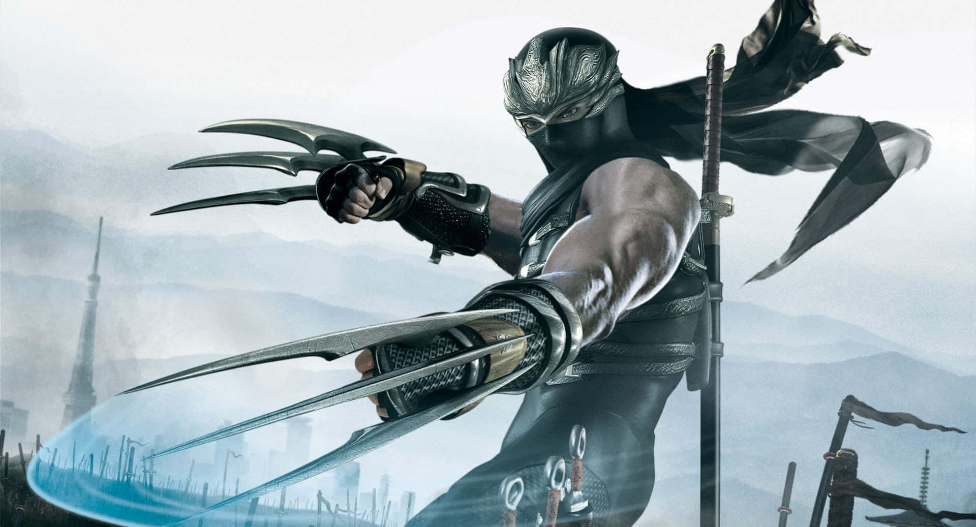 cool ninja, black armor, clawed gauntlets, Full HD Desktop Wallpaper