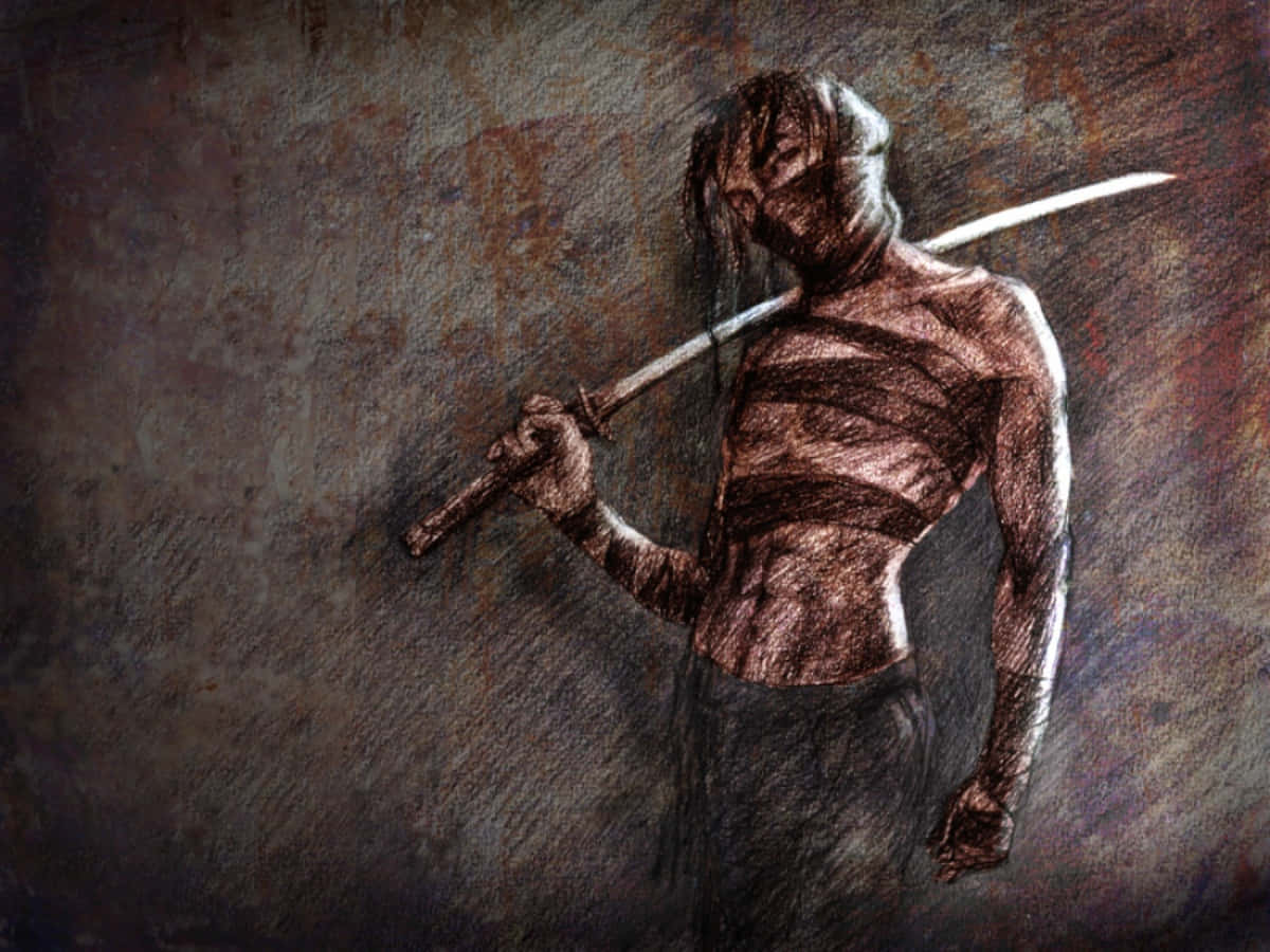 Cool Ninja, hooded warrior, sword, SD Desktop Wallpaper