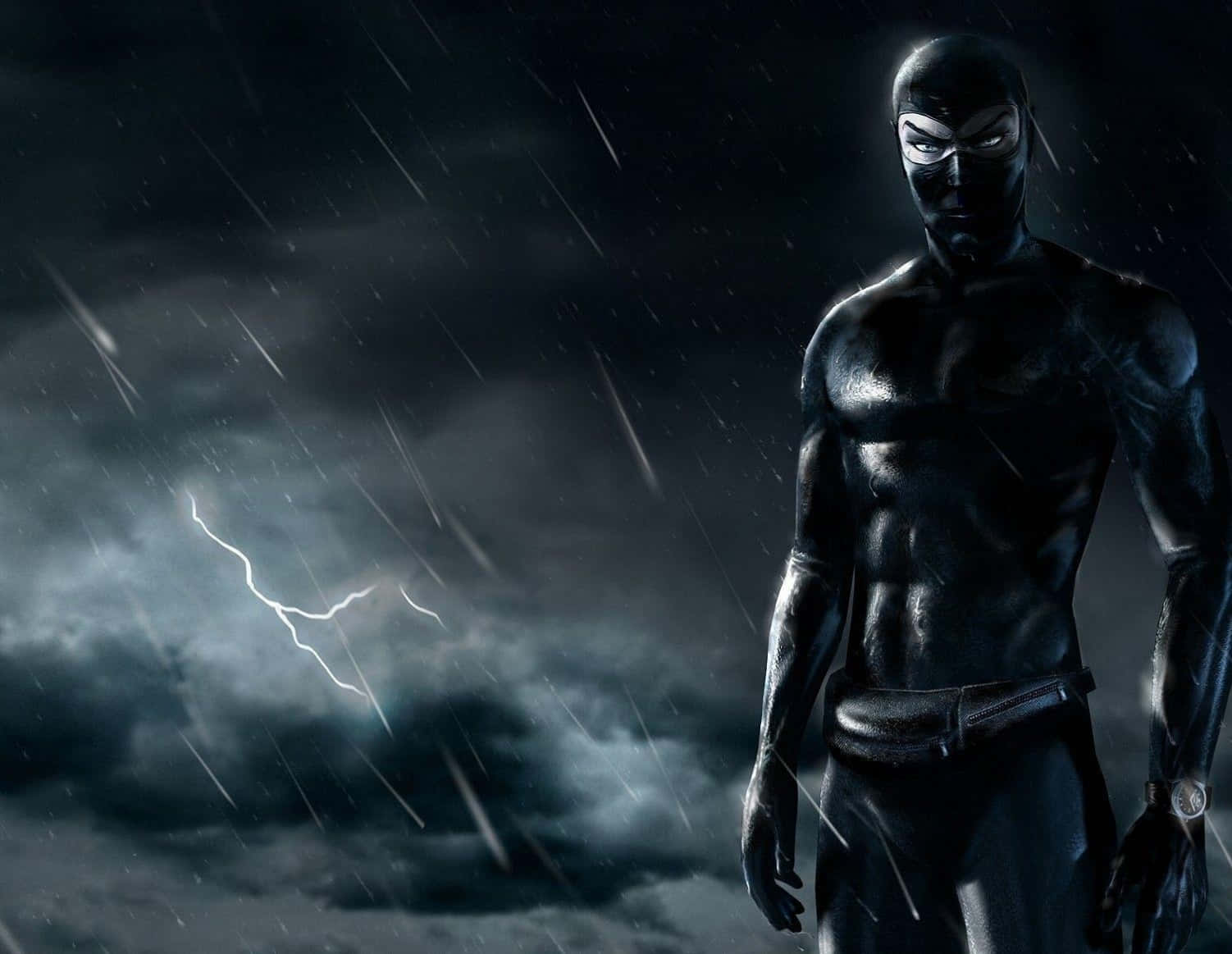 Cool Ninja, masked superhero, stormy night, HD Desktop Wallpaper