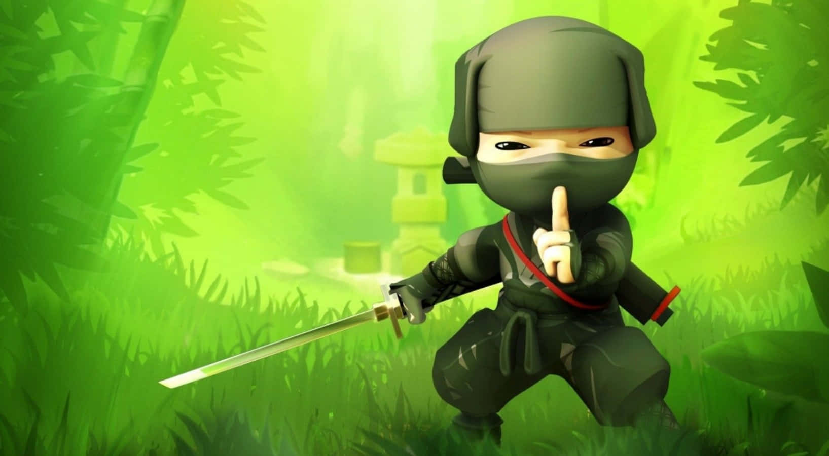Cool Ninja, green bamboo forest, sword, HD Desktop Wallpaper