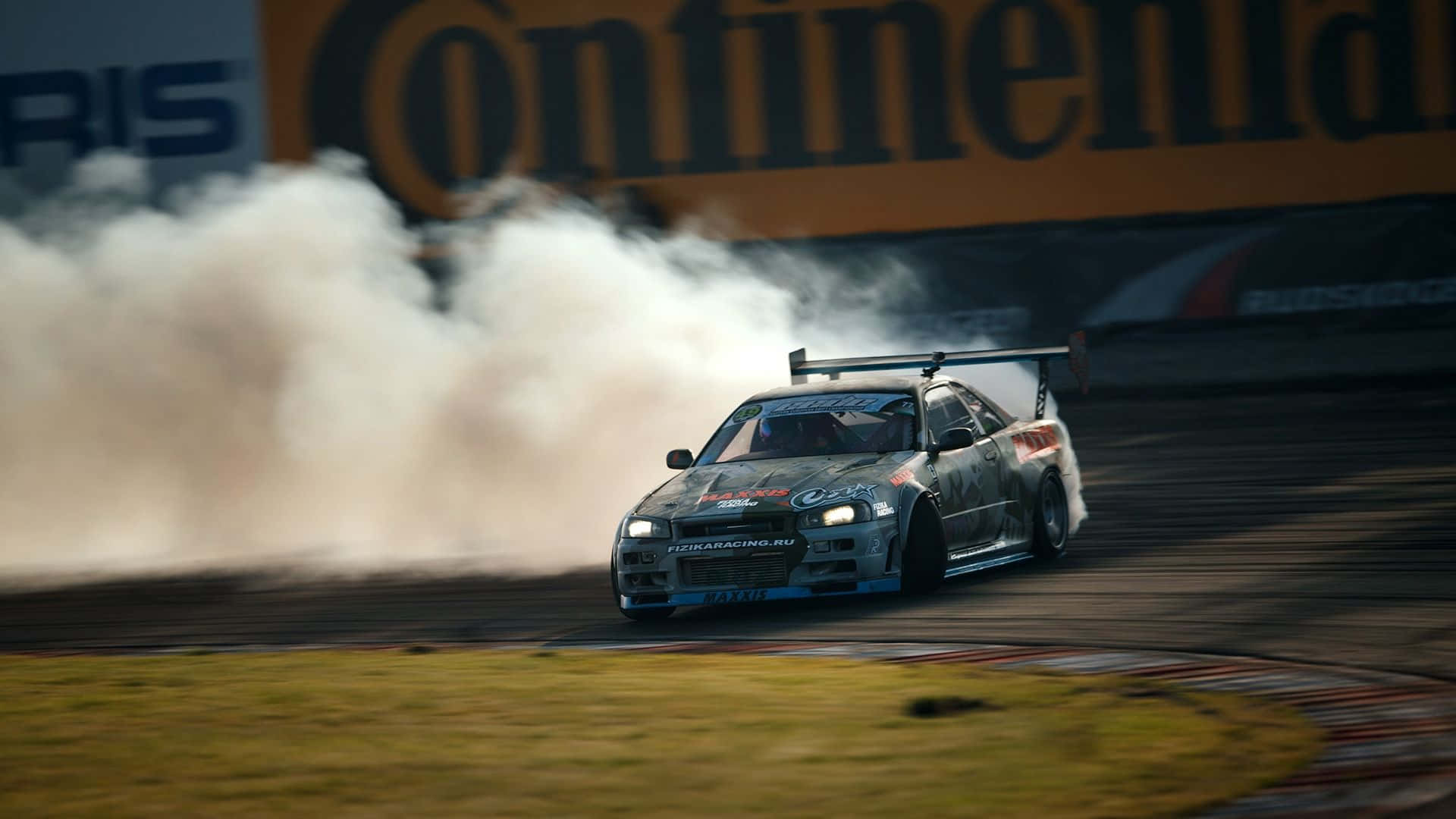 Cool Nissan Skyline, drift racing car, track corner, Full HD Desktop Wallpaper