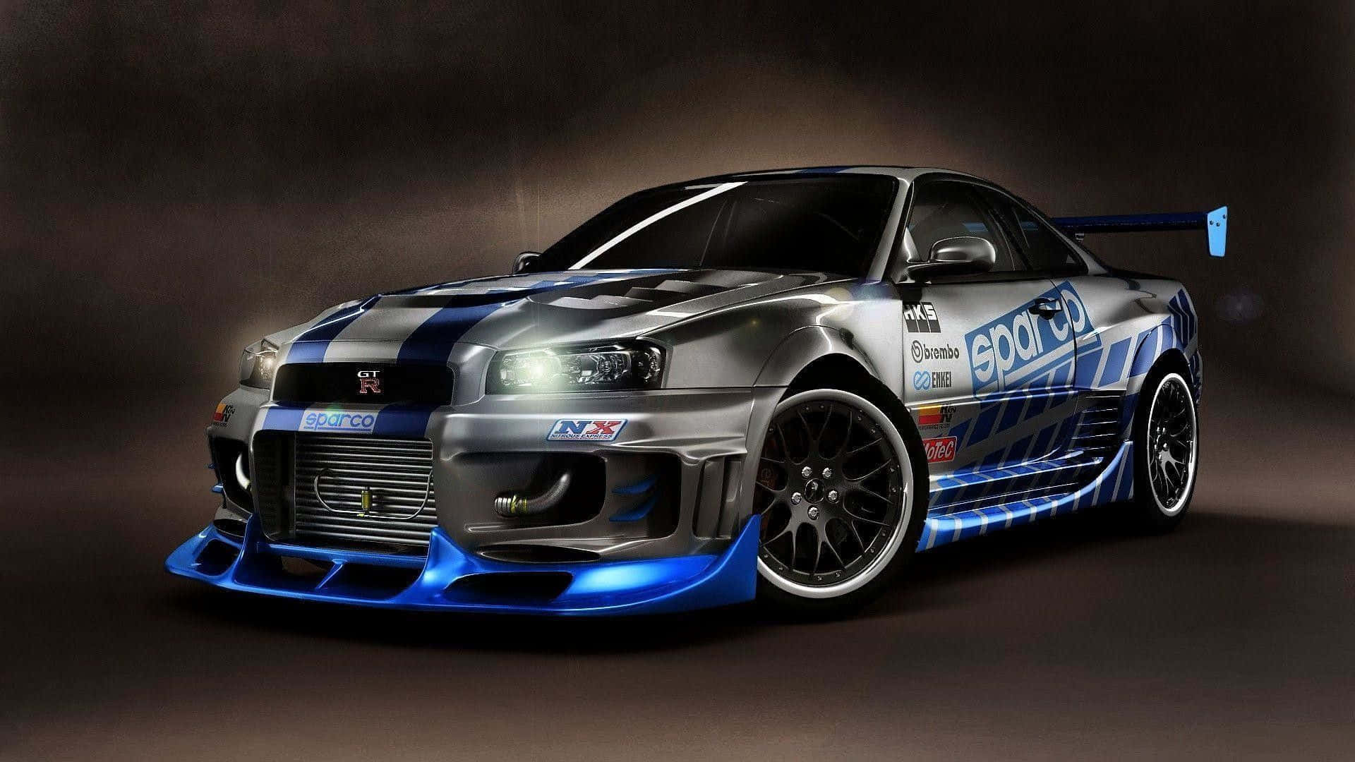 Nissan Skyline, silver, blue, Full HD Desktop Wallpaper