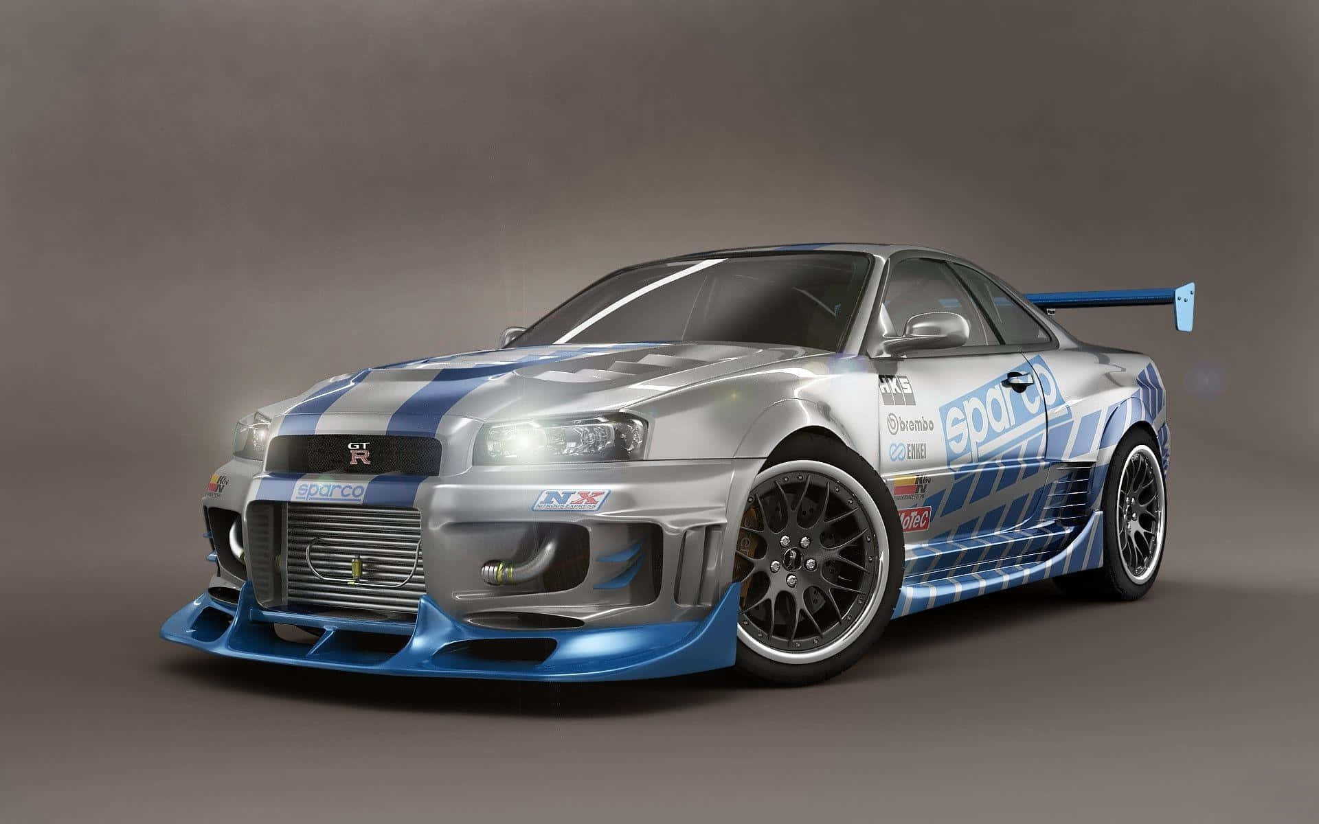 Cool Nissan Skyline, silver, blue, Full HD Desktop Wallpaper