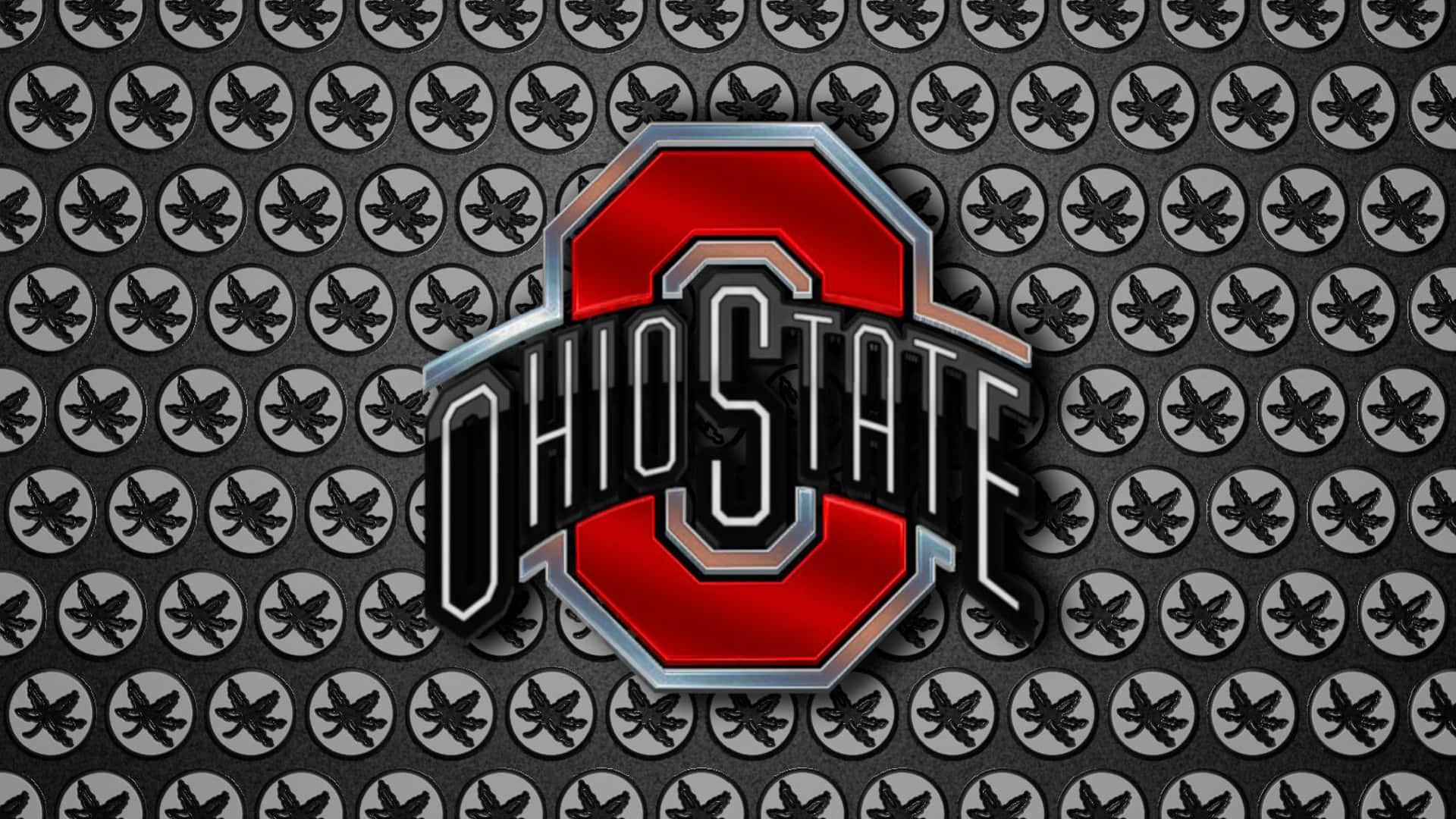 Ohio State, red Ohio State logo, silver trim, Full HD Desktop Wallpaper