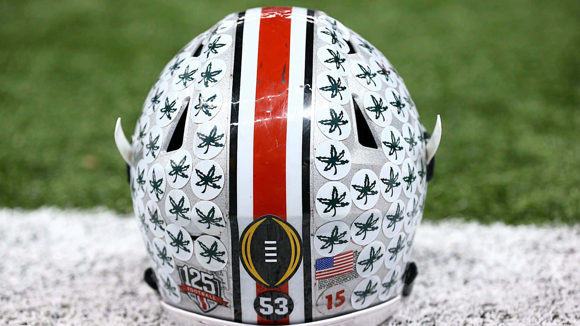 Ohio State, football helmet, cannabis leaf stickers, Full HD Desktop Wallpaper