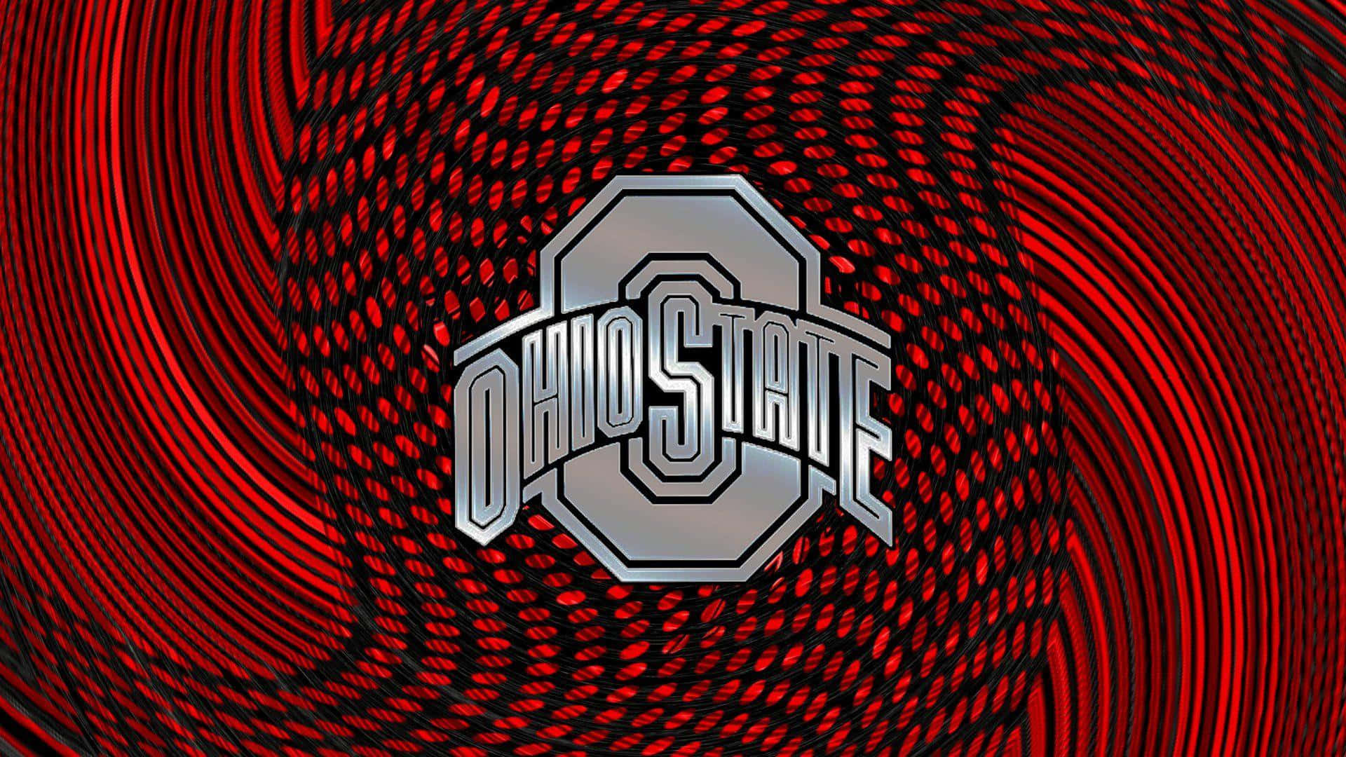 Ohio State, metallic Ohio State logo, red and black patterned background, Full HD Desktop Wallpaper