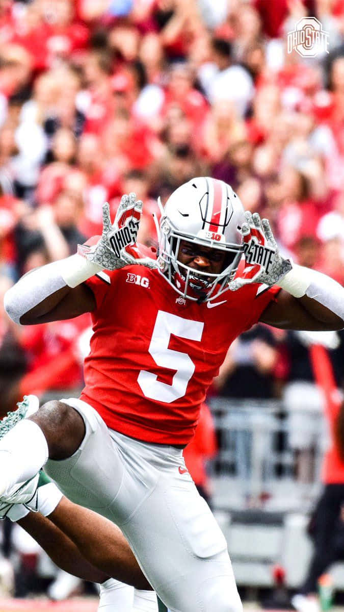 Ohio State, football player, red and white uniform, SD Phone Wallpaper