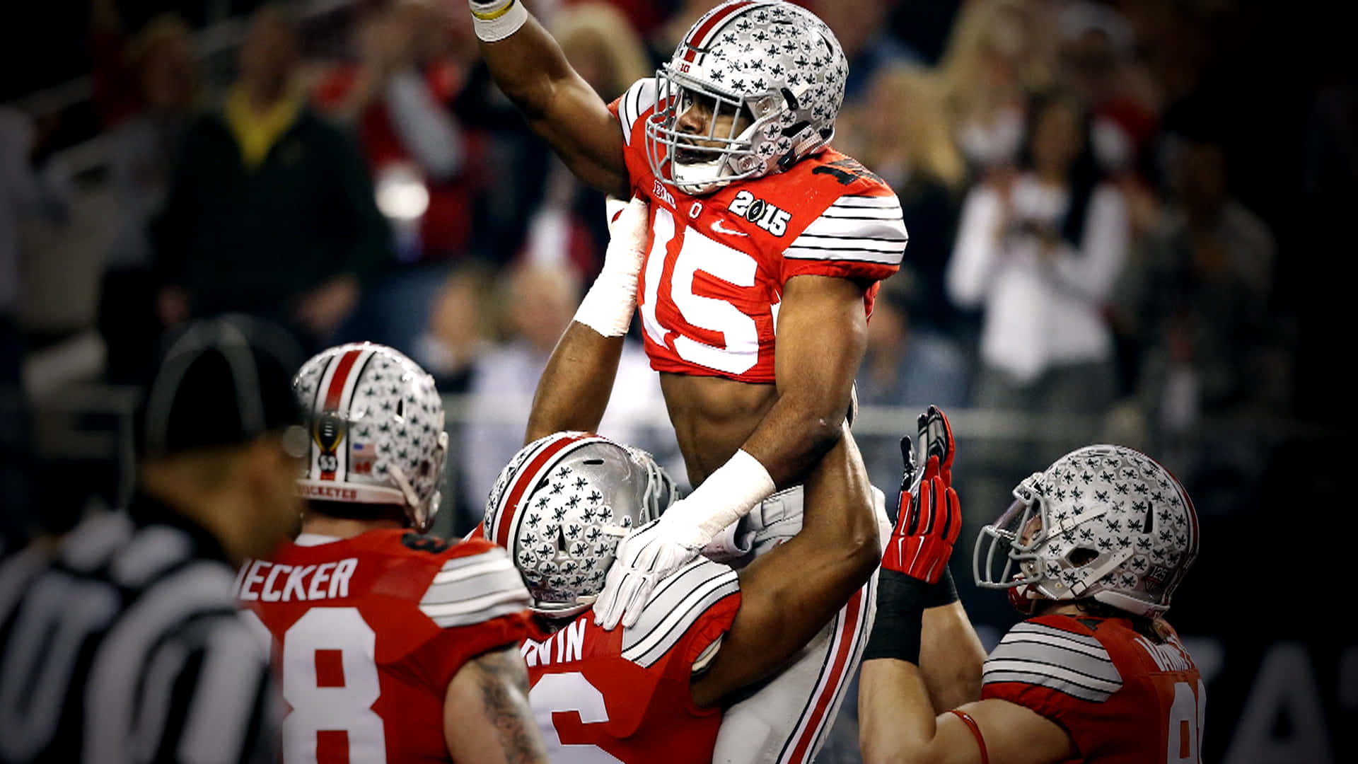 Ohio State, red and white uniform, football player, Full HD Desktop Wallpaper