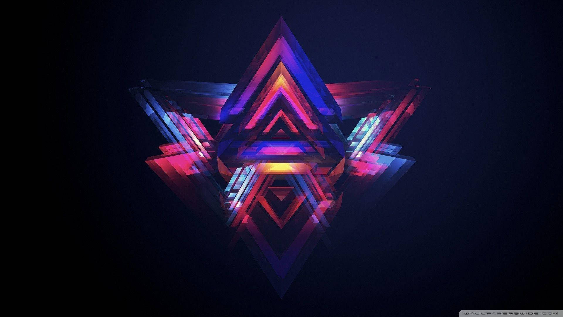 pink, neon triangles, glowing geometric star, Full HD Desktop Wallpaper