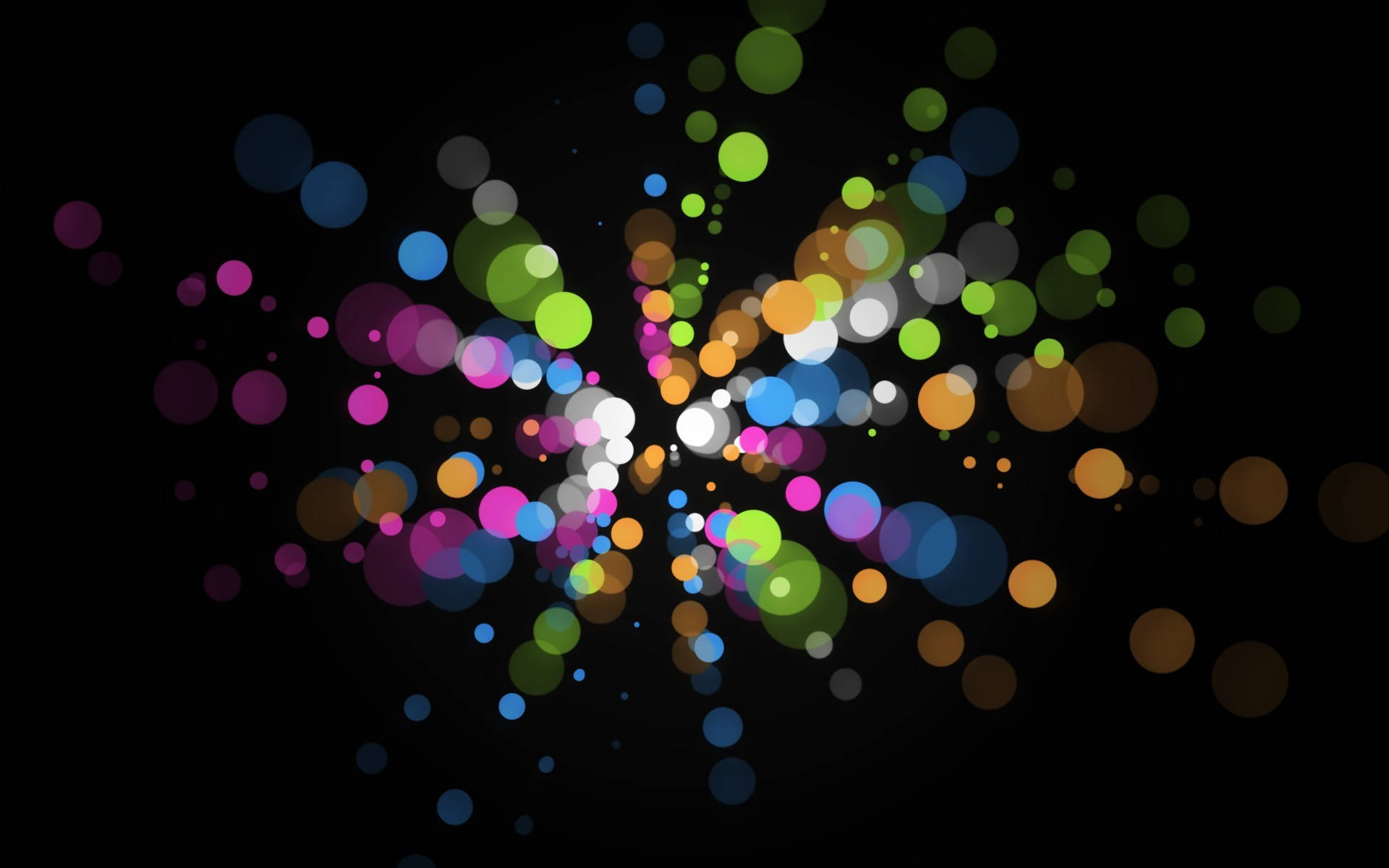 abstract orbs, multicolored bokeh circles, deep black background, Full HD Desktop Wallpaper