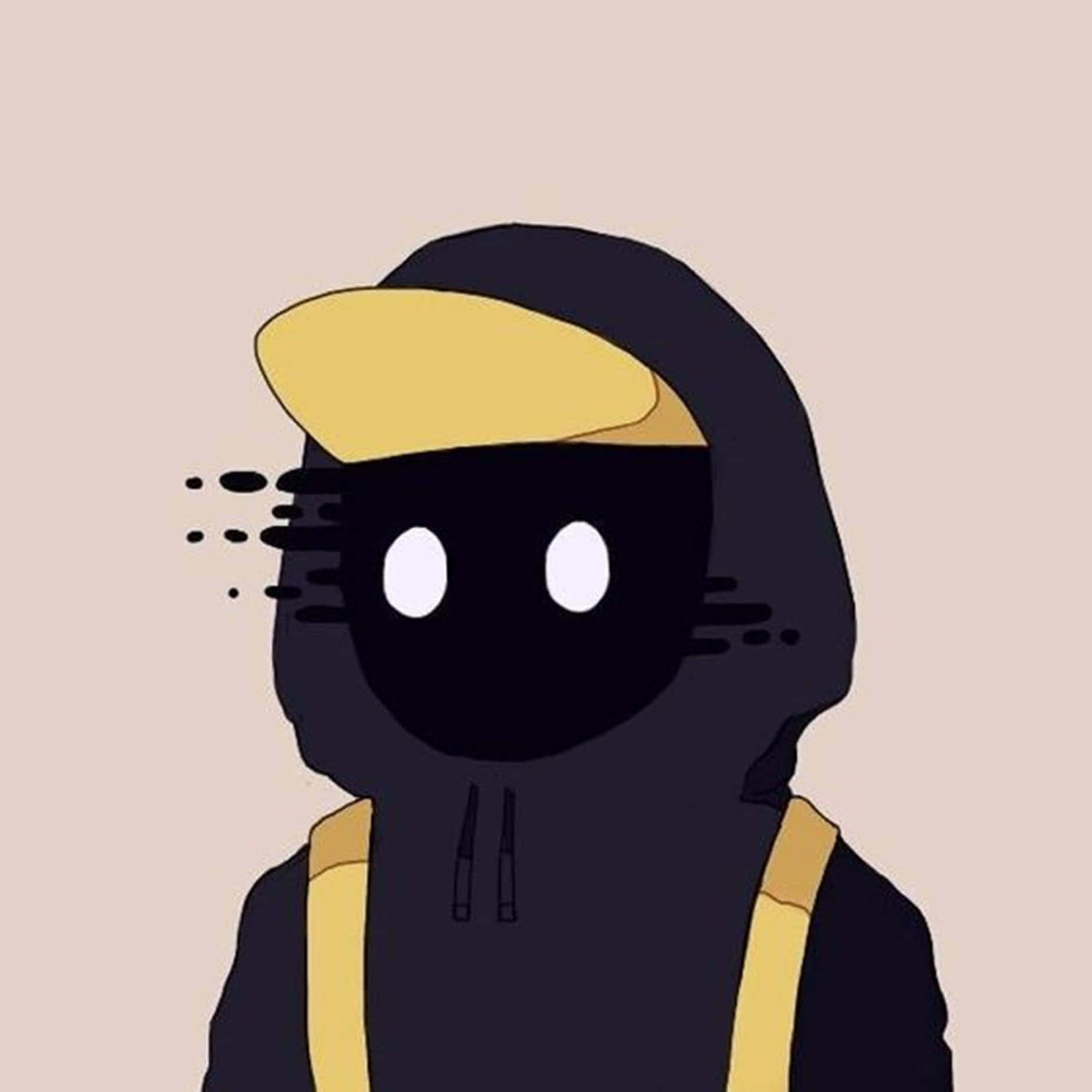 black hoodie, yellow cap, white eyes, HD Desktop Wallpaper