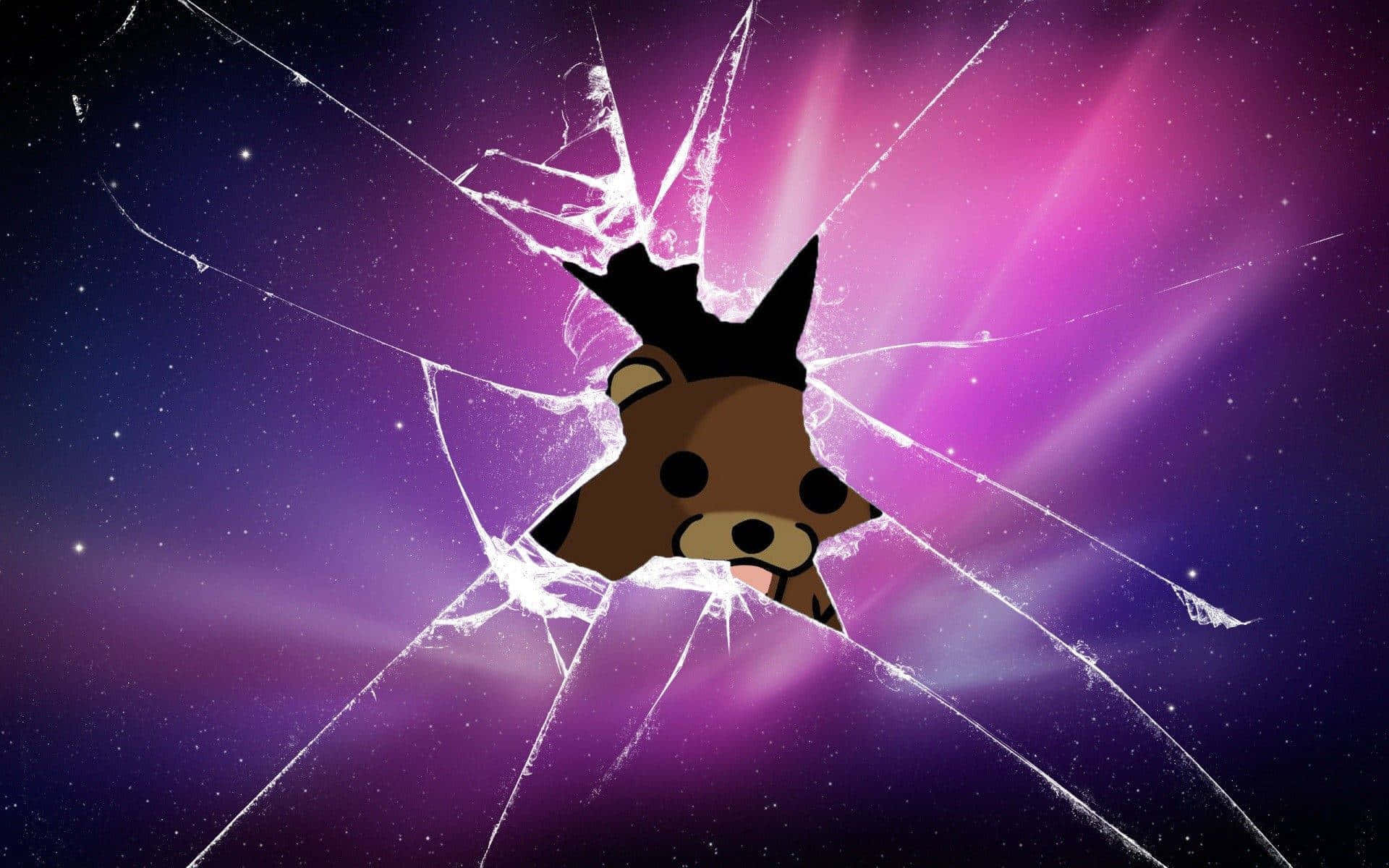 teddy bear, shattered glass, vibrant purple starry space background, Full HD Desktop Wallpaper