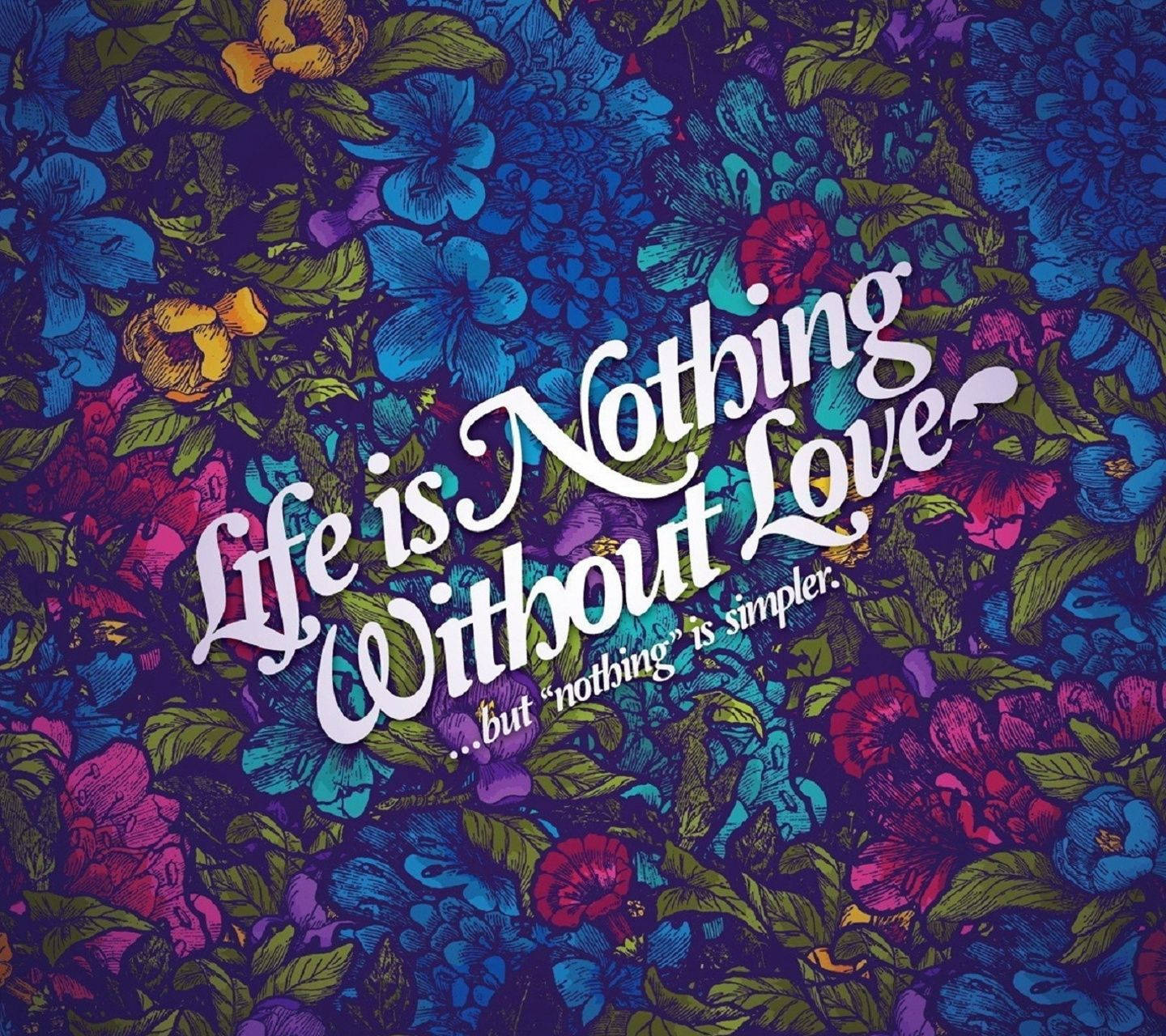 Cool Phone Quote, floral pattern, blue pink and yellow blooms, HD Desktop Wallpaper