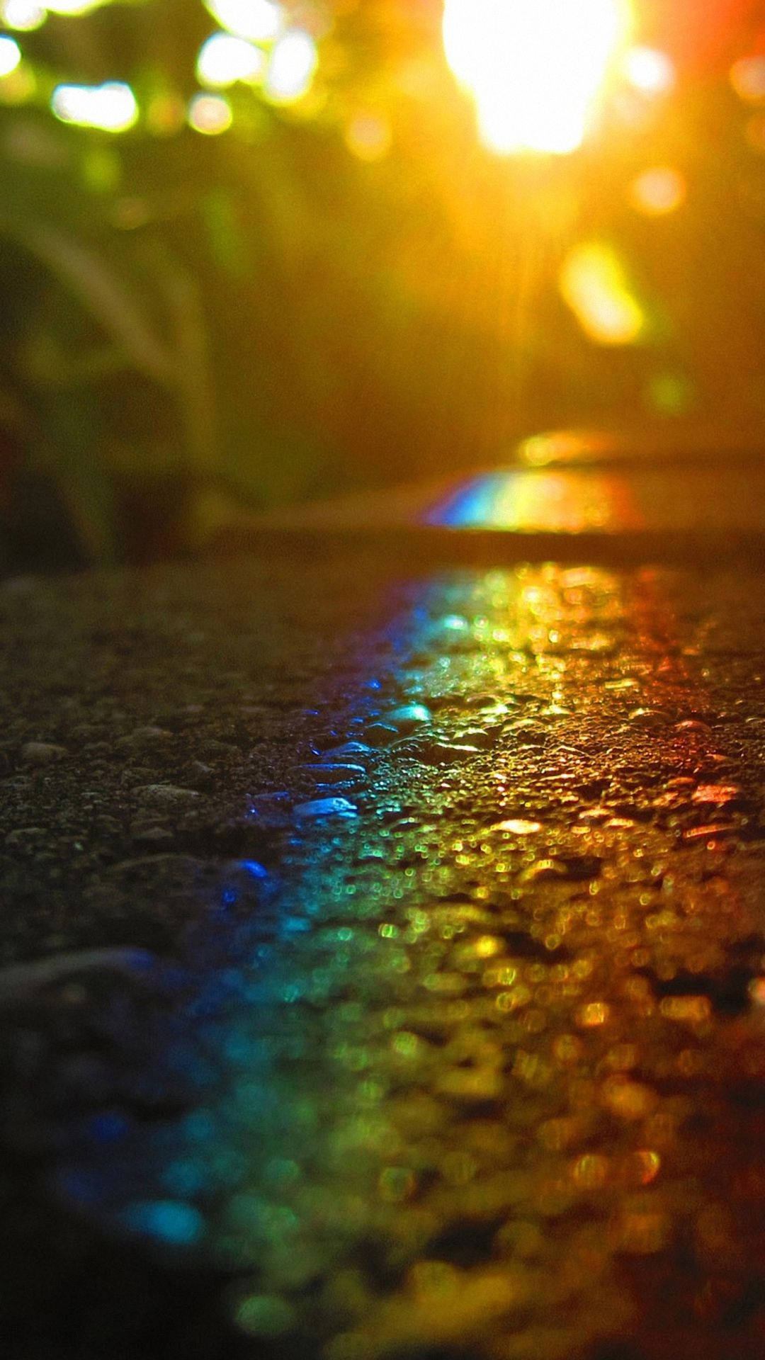 Rainbow, prism light, wet pavement, Full HD Phone Wallpaper