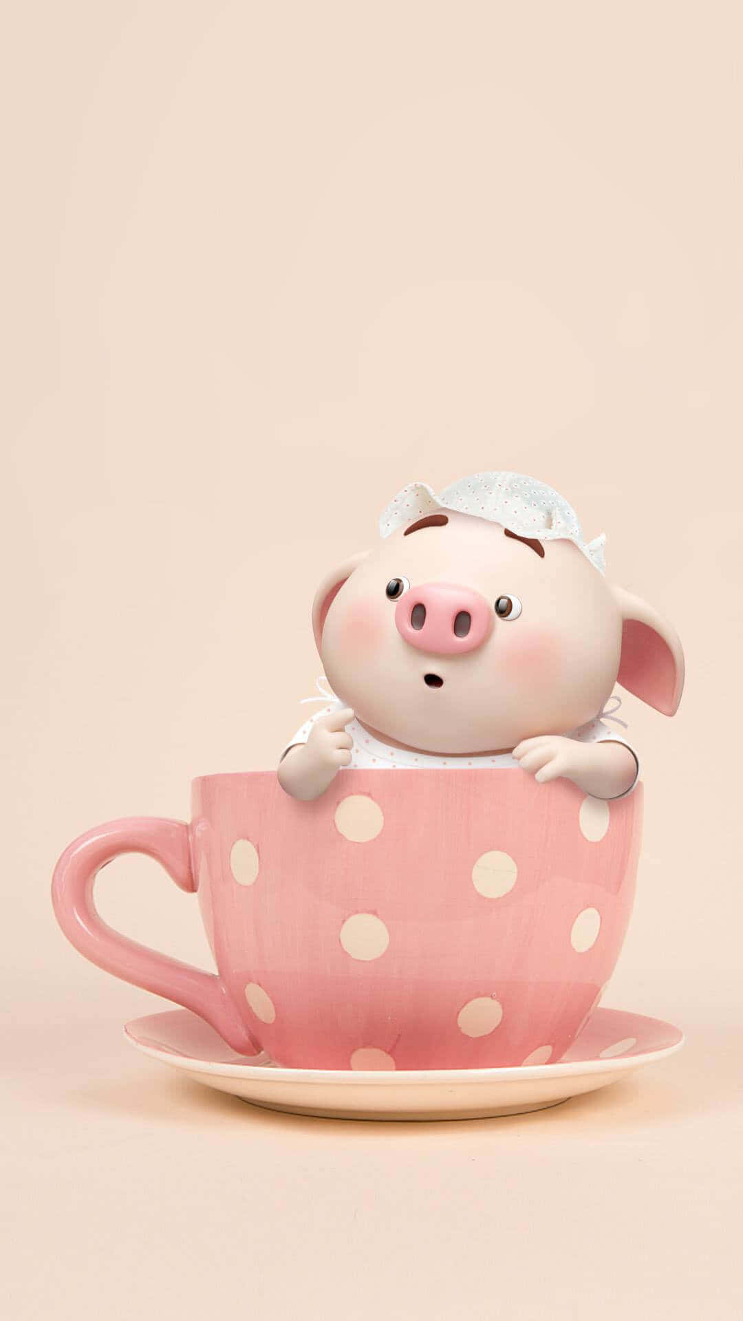 Cool Piggy, pink piglet, lace bonnet, Full HD Phone Wallpaper