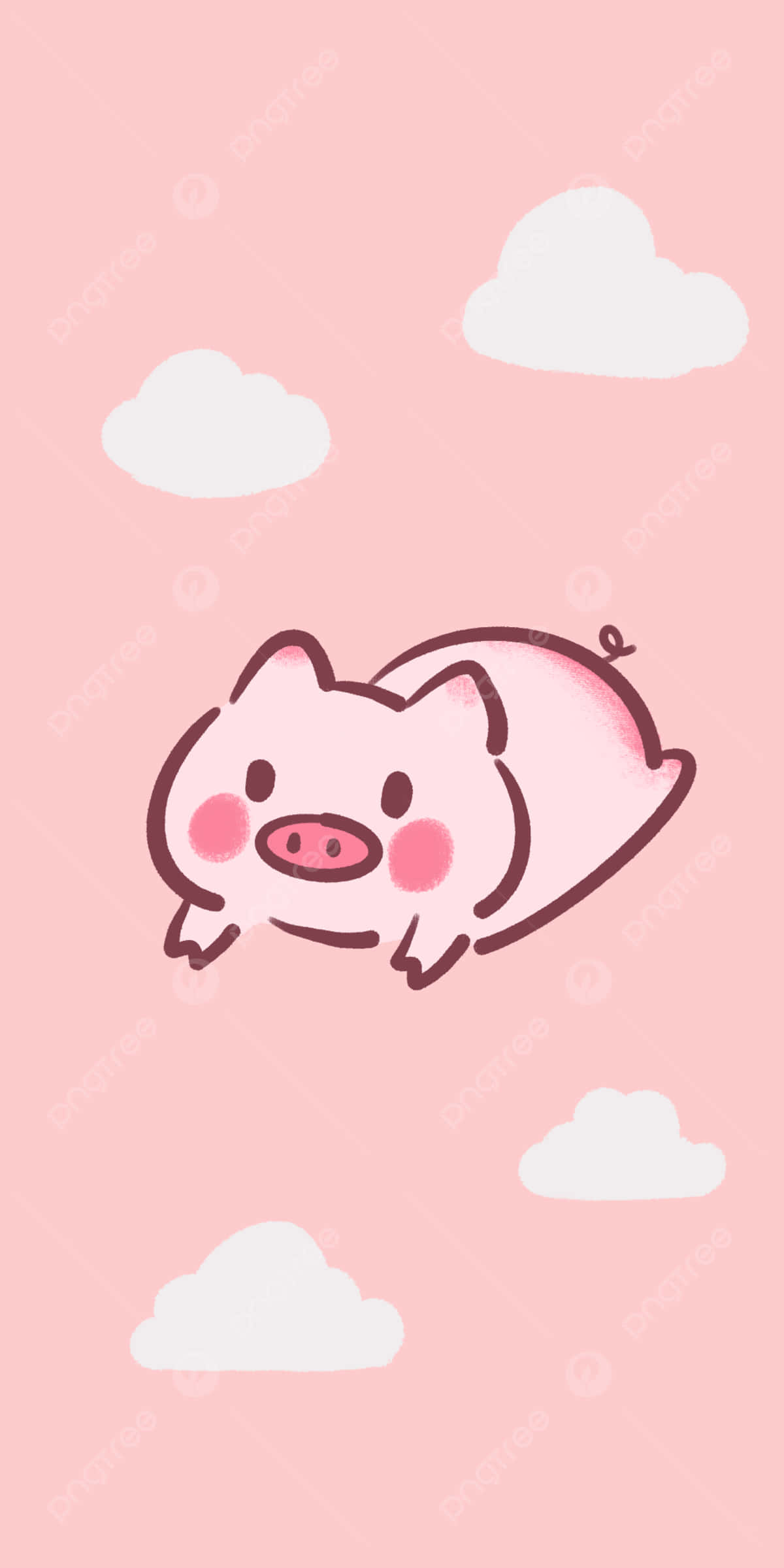 cool piggy, pink cartoon pig, fluffy white clouds, Full HD Phone Wallpaper