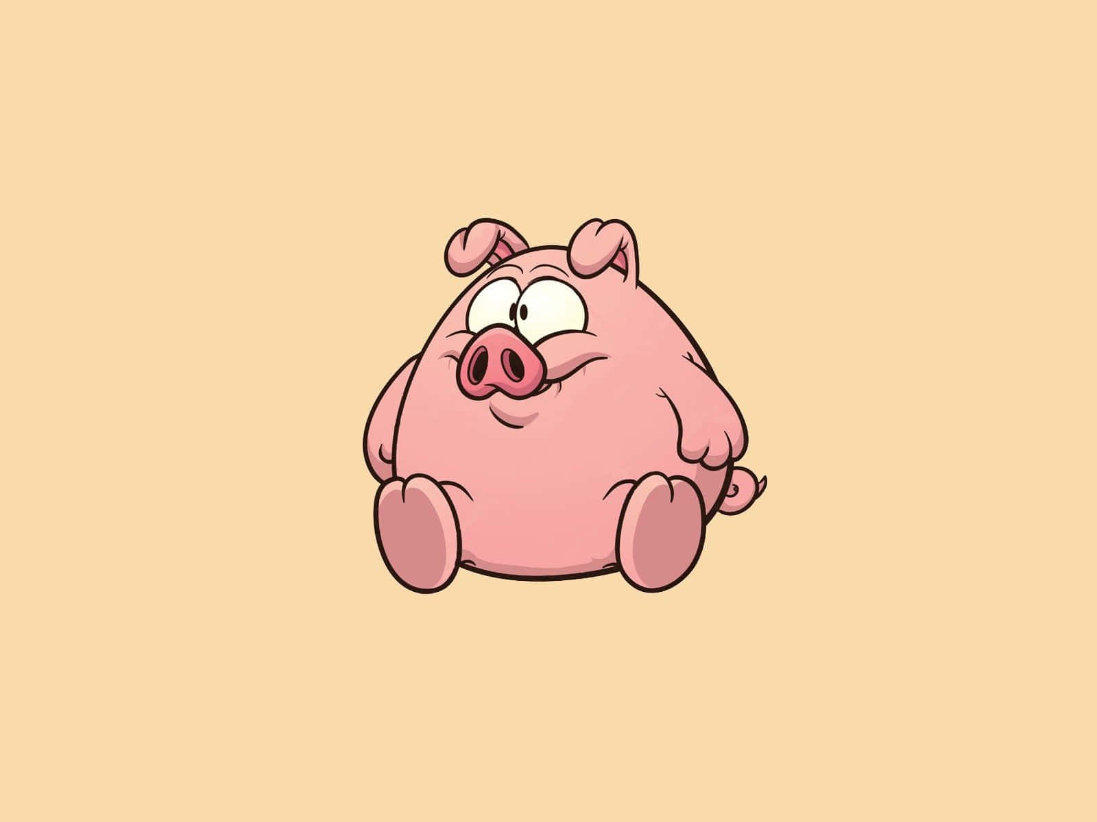 cool piggy, cartoon pig, big eyes, HD Desktop Wallpaper
