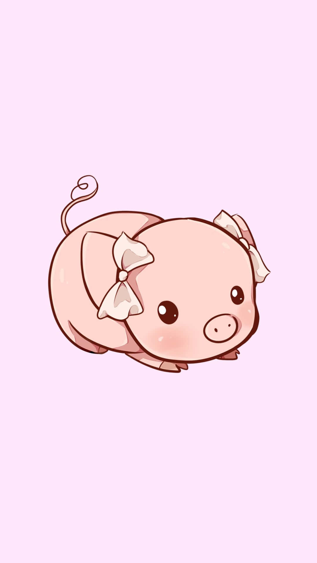Cool Piggy, pink cartoon pig, bows on its ears and tail, Full HD Phone Wallpaper