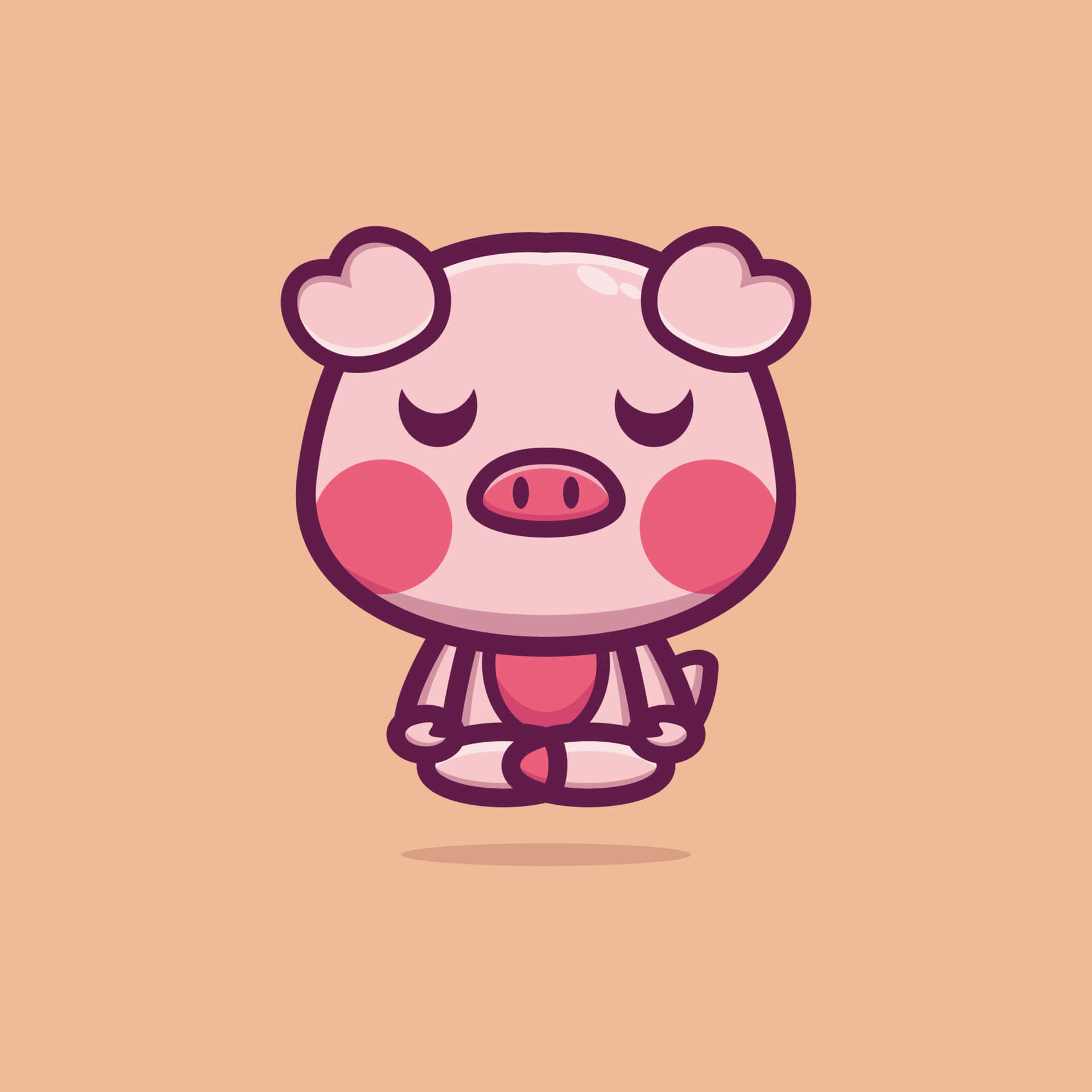 Cool Piggy, pink cartoon pig, heart-shaped ears, Full HD Desktop Wallpaper