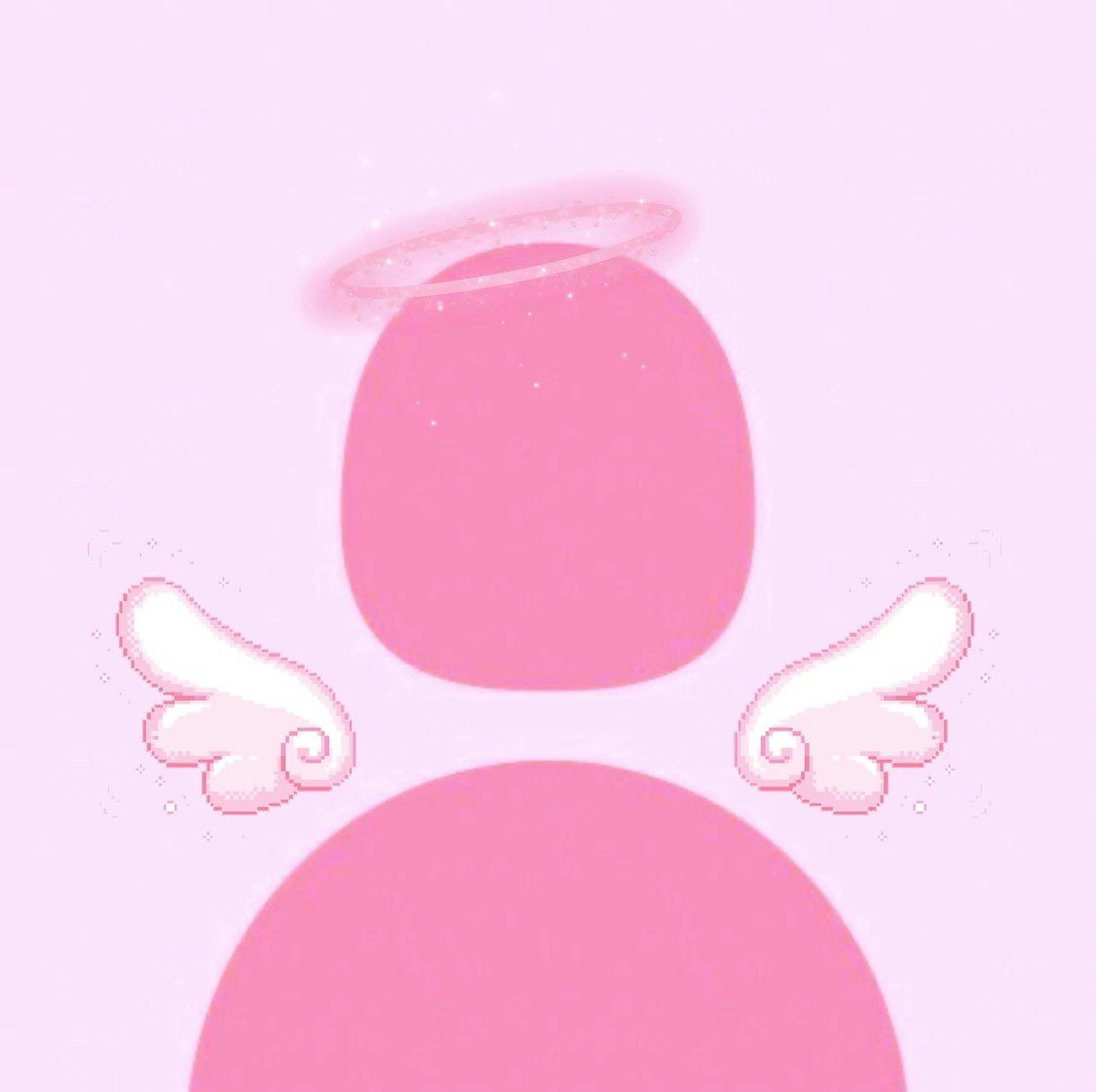 pink angel, white wings, halo, Full HD Desktop Wallpaper