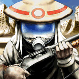 desert punk, wide-brimmed hat, gas mask, SD Desktop Wallpaper