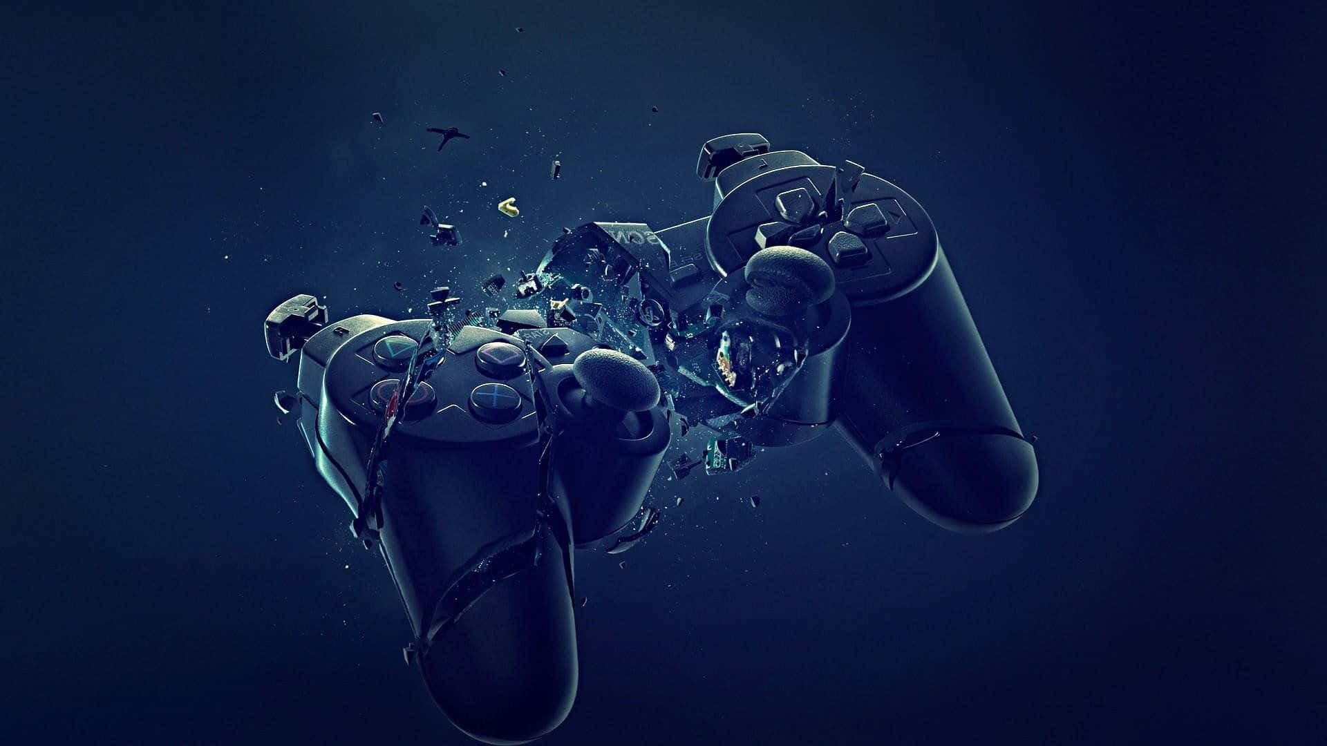 Cool Ps4, black gaming controller, shattered, Full HD Desktop Wallpaper