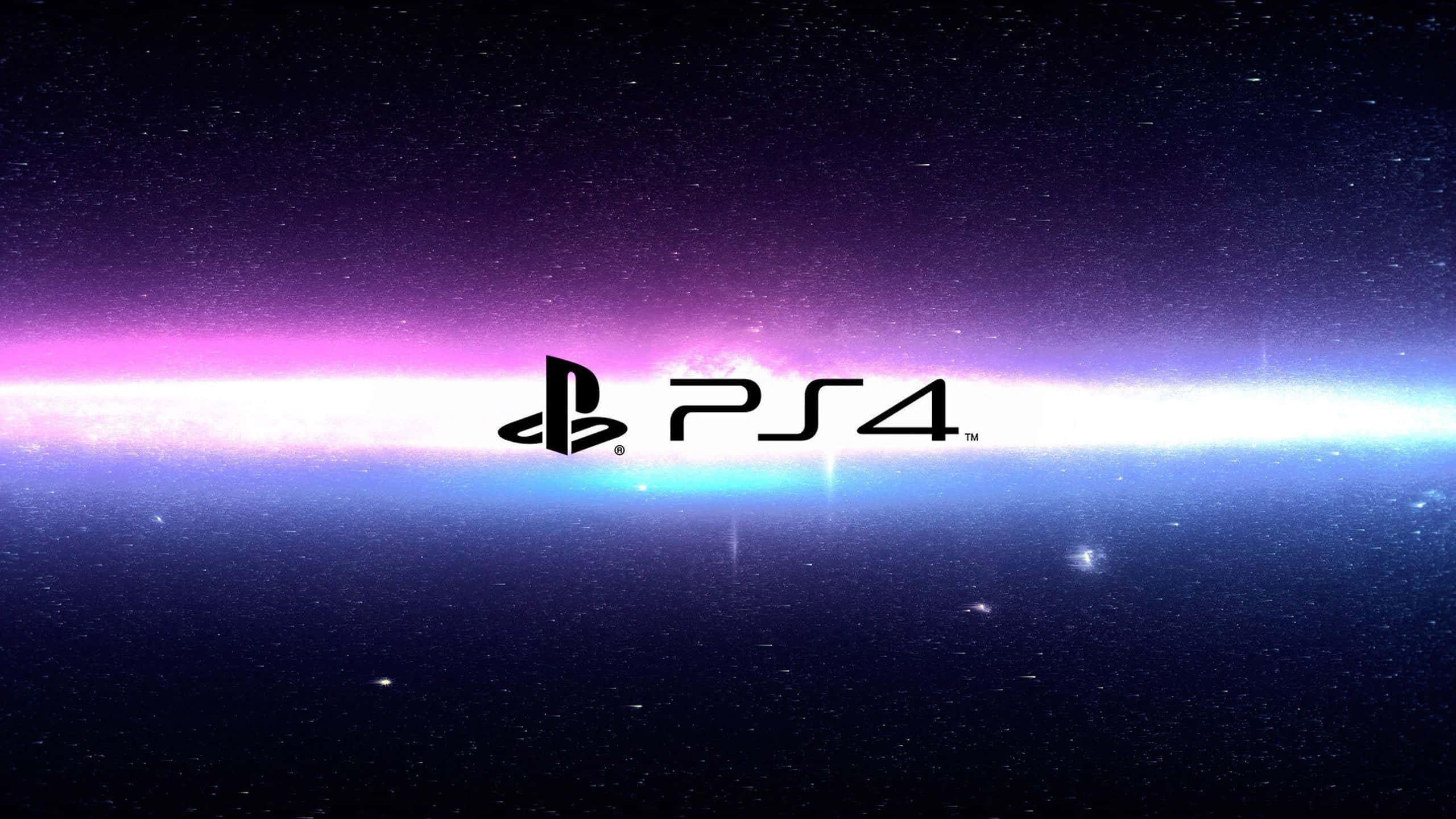 PS4, neon bright galaxy effect, purple blue and white nebulae, 2K Desktop Wallpaper