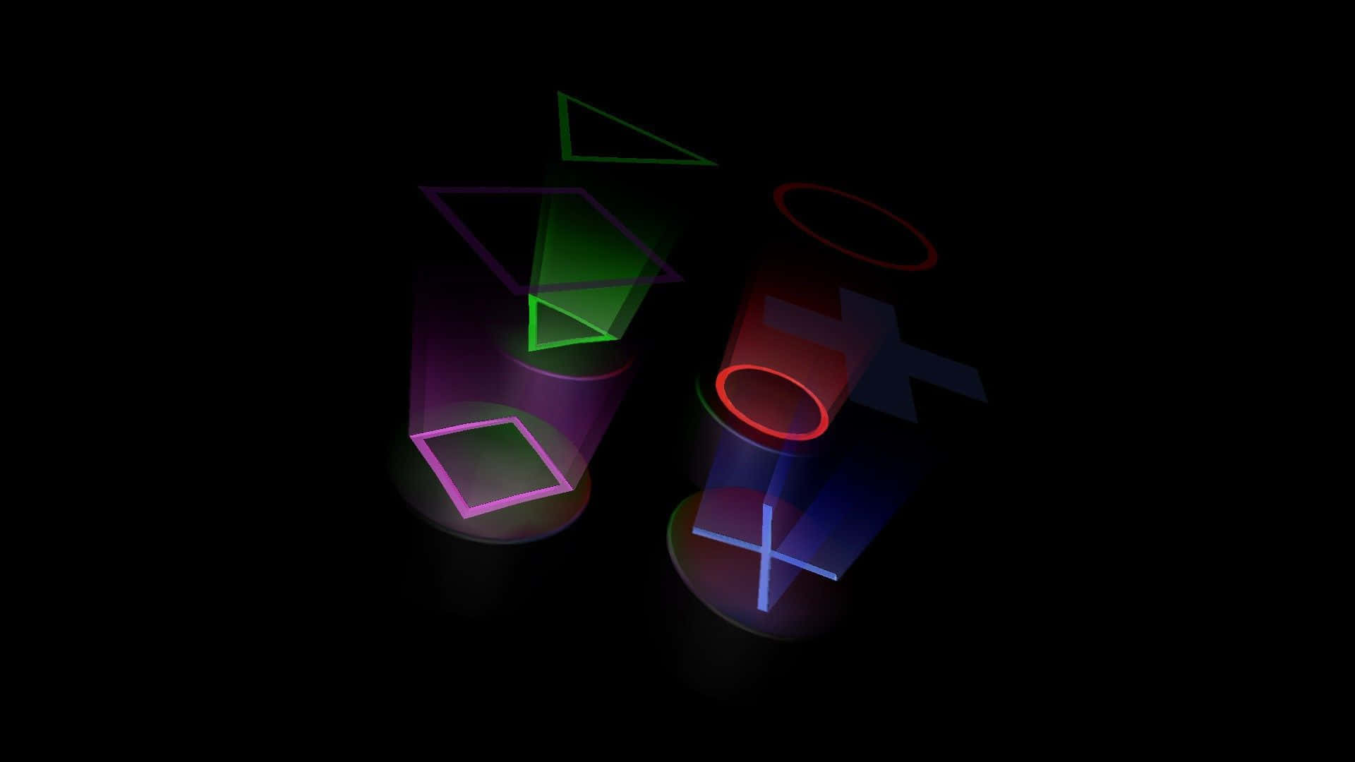 PS4, colorful hologram, controller icons, Full HD Desktop Wallpaper