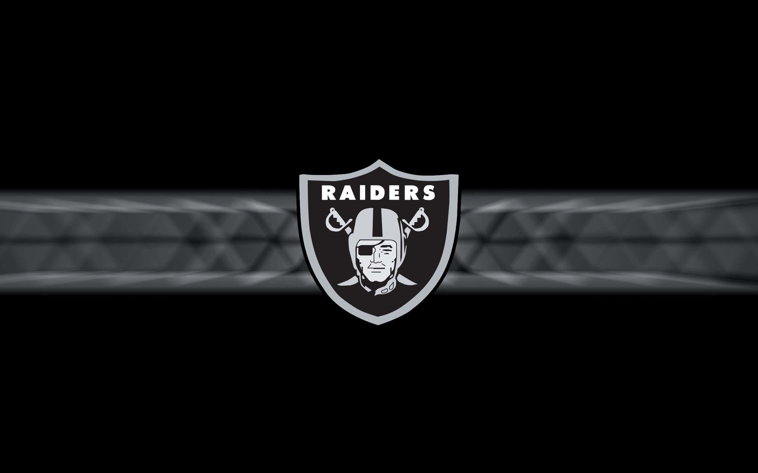 Raiders Logo, black and white, geometric patterned background, 2K Desktop Wallpaper