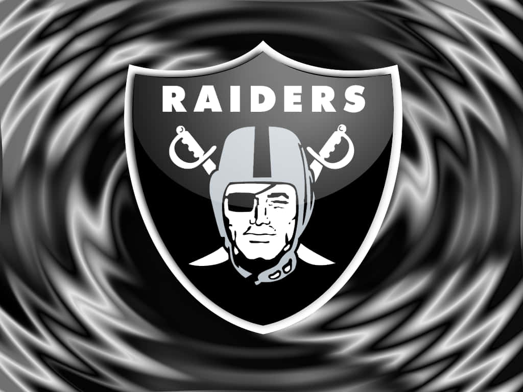 Raiders logo, black and white, swirling metallic vortex background, SD Desktop Wallpaper